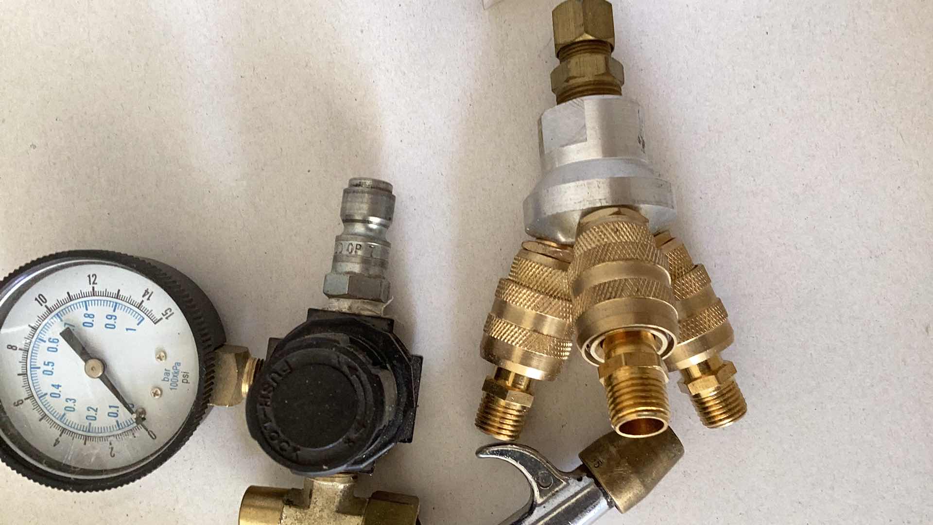 Photo 1 of ASSORTED FITTINGS AND A GAUGE