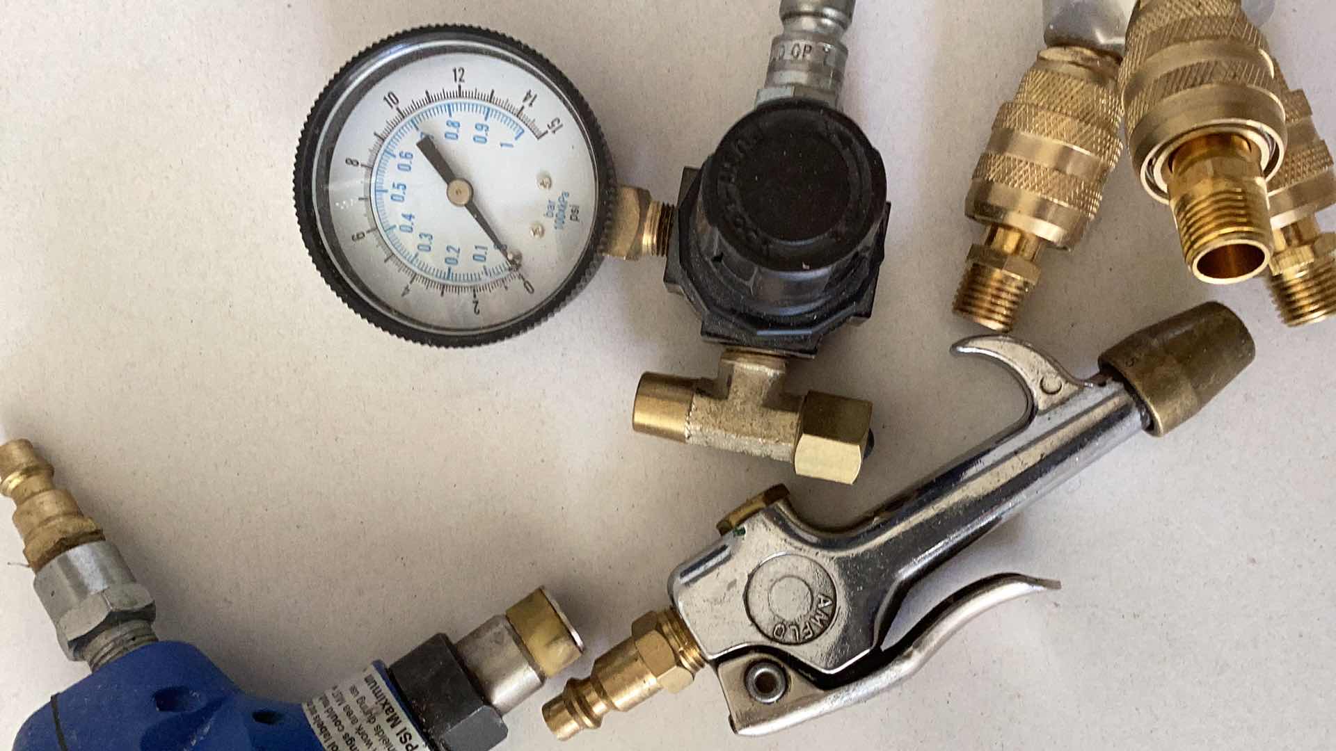 Photo 1 of ASSORTED FITTINGS AND A GAUGE