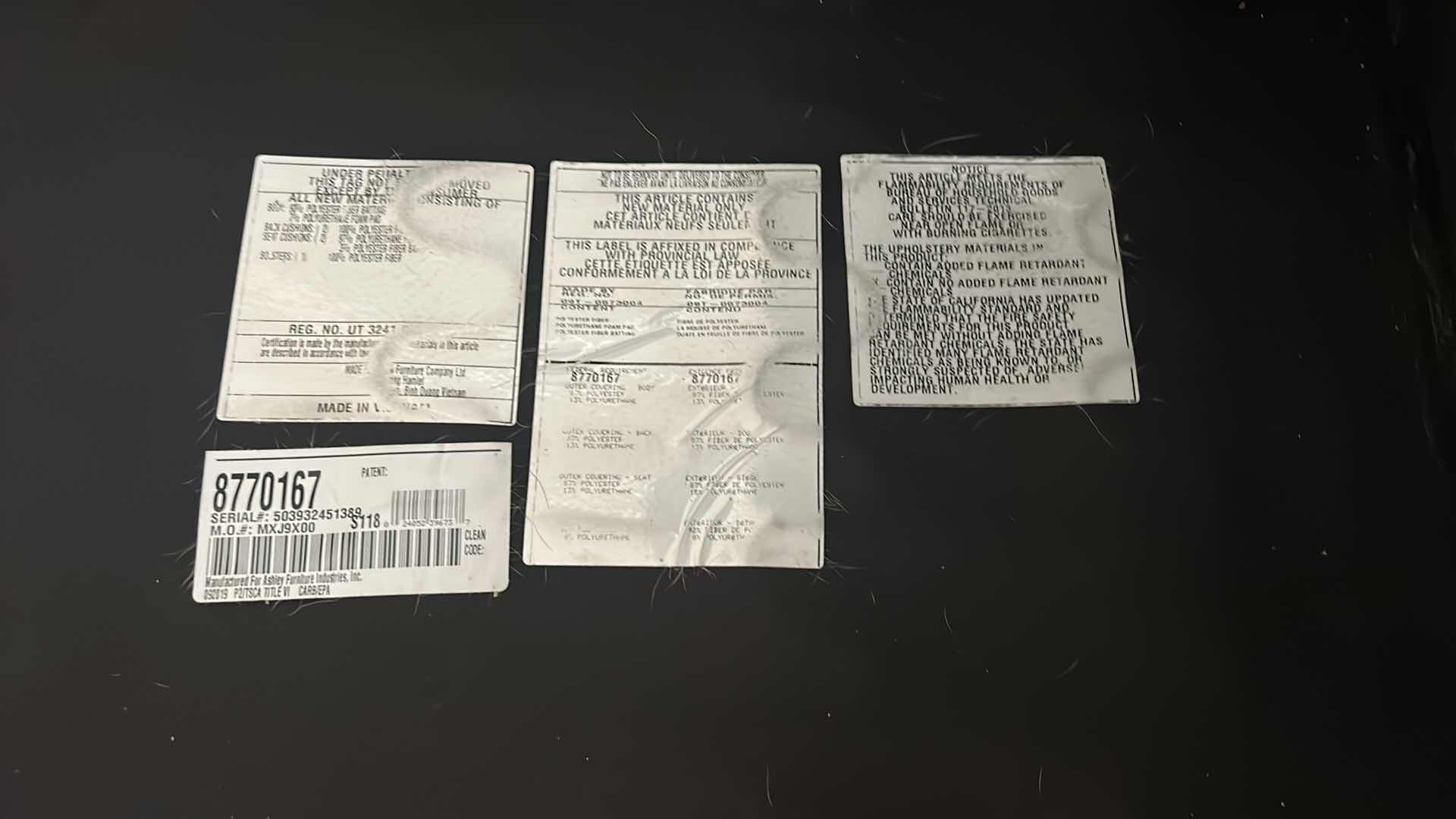 Photo 1 of ASHLEY FURNITURE LEATHER THREE PIECE LOUNGE SOFA WITH OTTOMAN 11’ x 37” and 67” OTTOMAN 50” x 30”