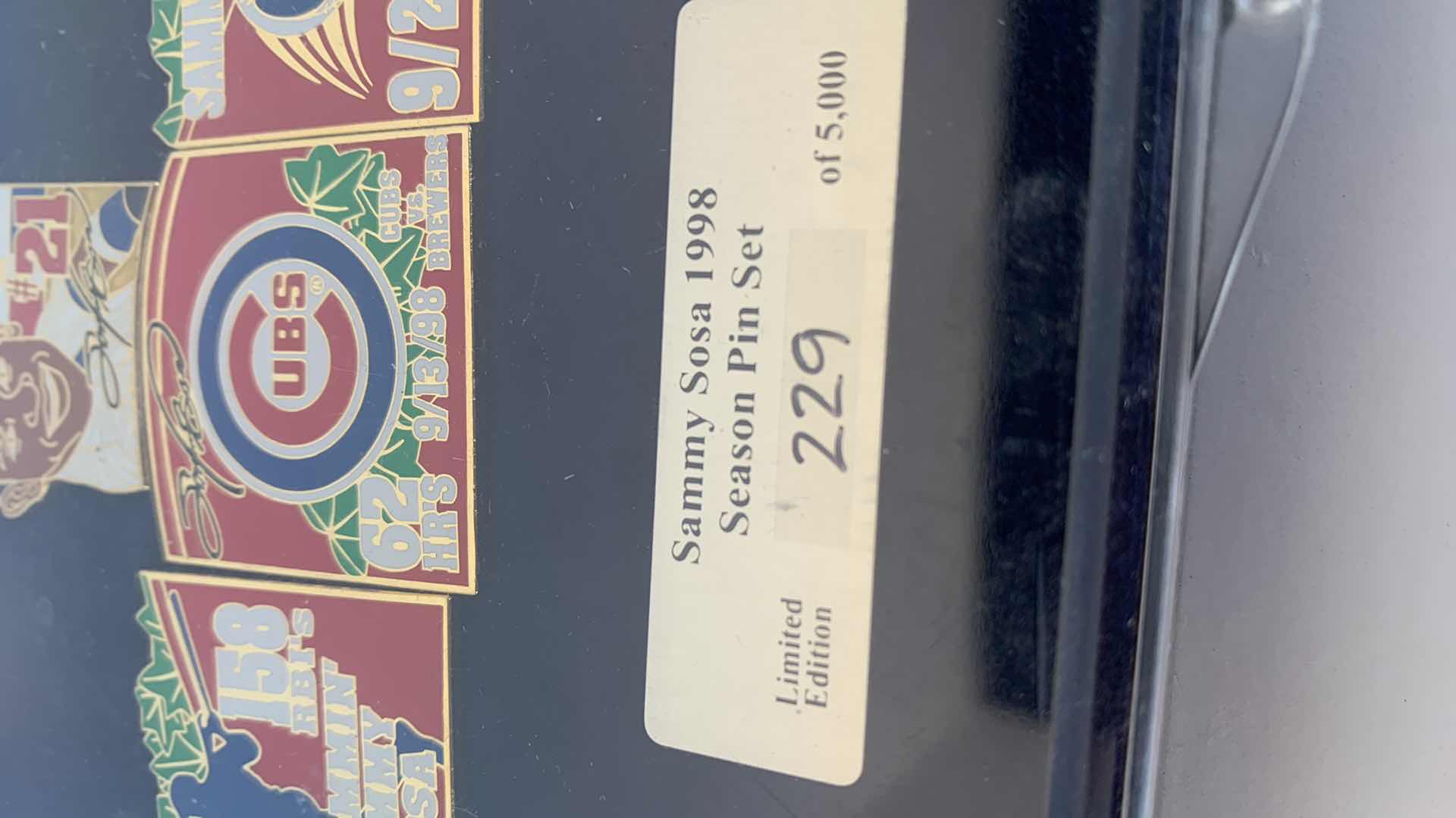 Photo 1 of 1998 MLB BASEBALL SAMMY SOSA 66 HOME RUNS PIN SET