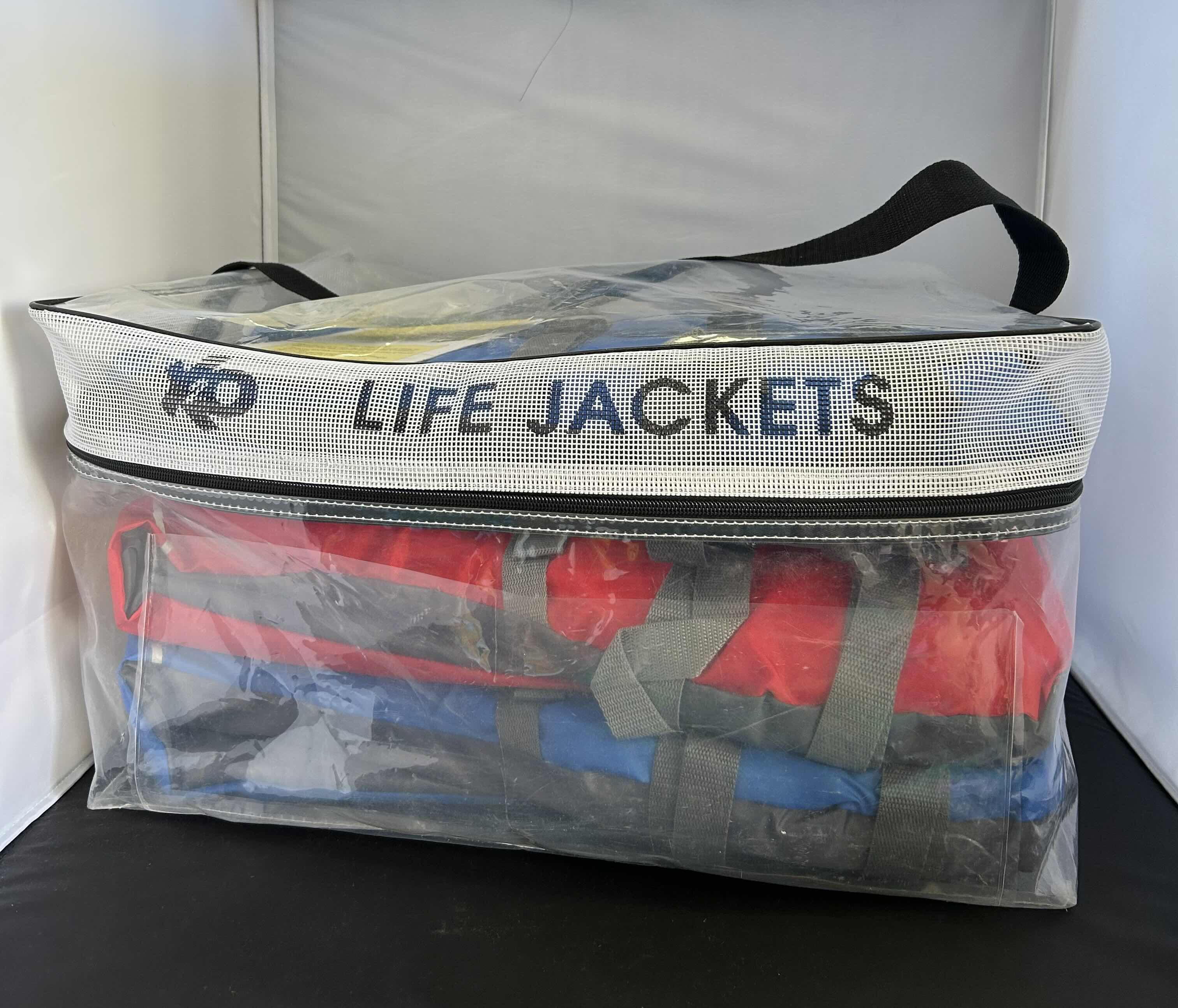 Photo 1 of 3 - X2O ADULT LIFE JACKETS WITH CARRY CASE AND 1 MEMBERS MARK MESH HAMMOCK POOL FLOAT BLUE STRIPES