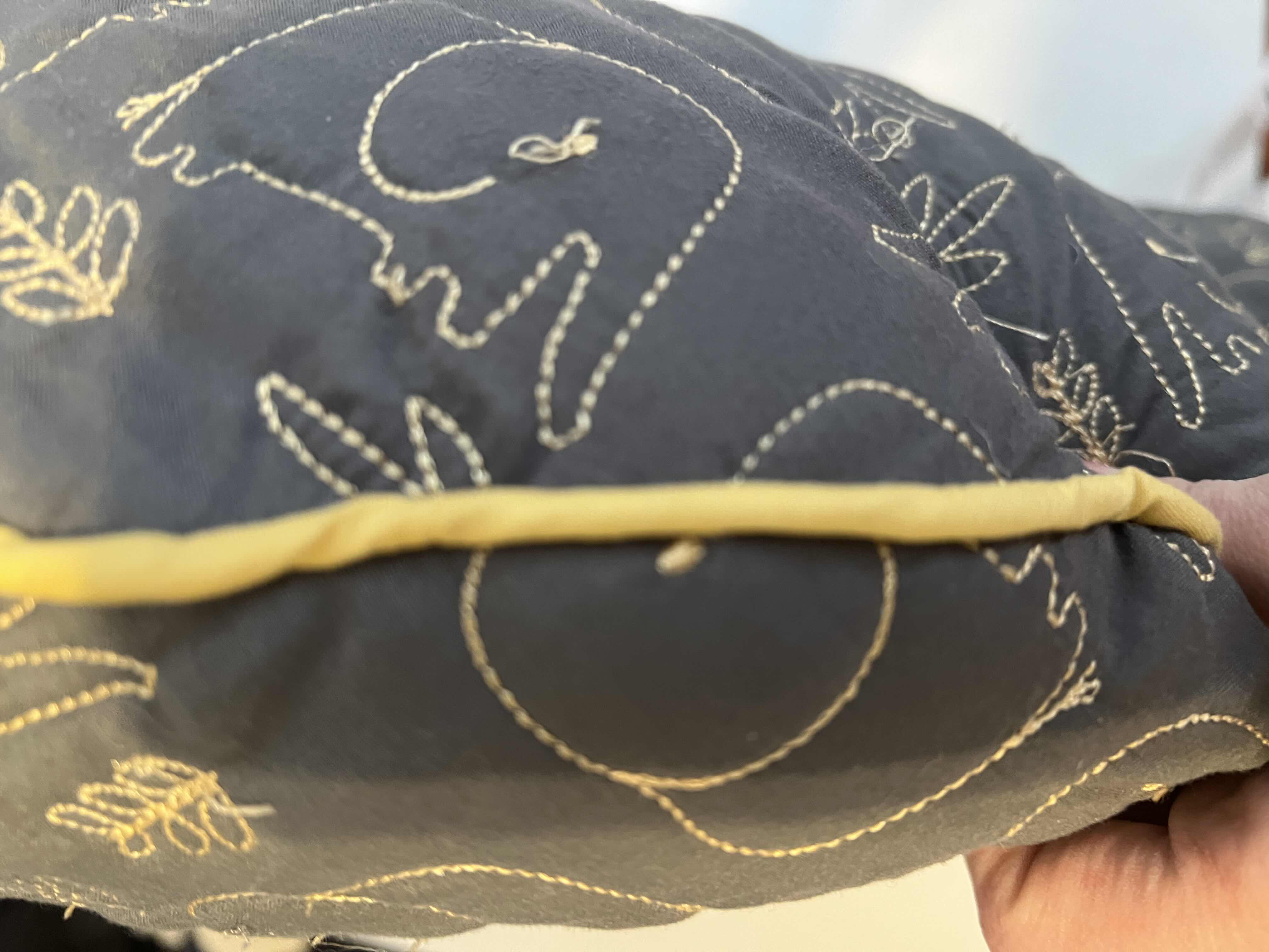 Photo 1 of BOPPY NURSING PILLOW.  GREY AND YELLOW STITCHING ELEPHANT PATTERN.