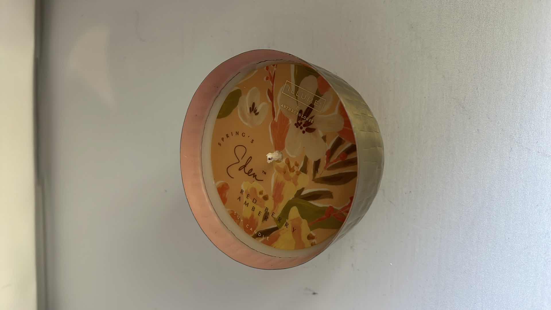 Photo 1 of BRAND NEW ANTHROPOLOGY 9.7 OZ CANDLE.  “RED AMBER” IN GOLD DECORATIVE BOWL. 