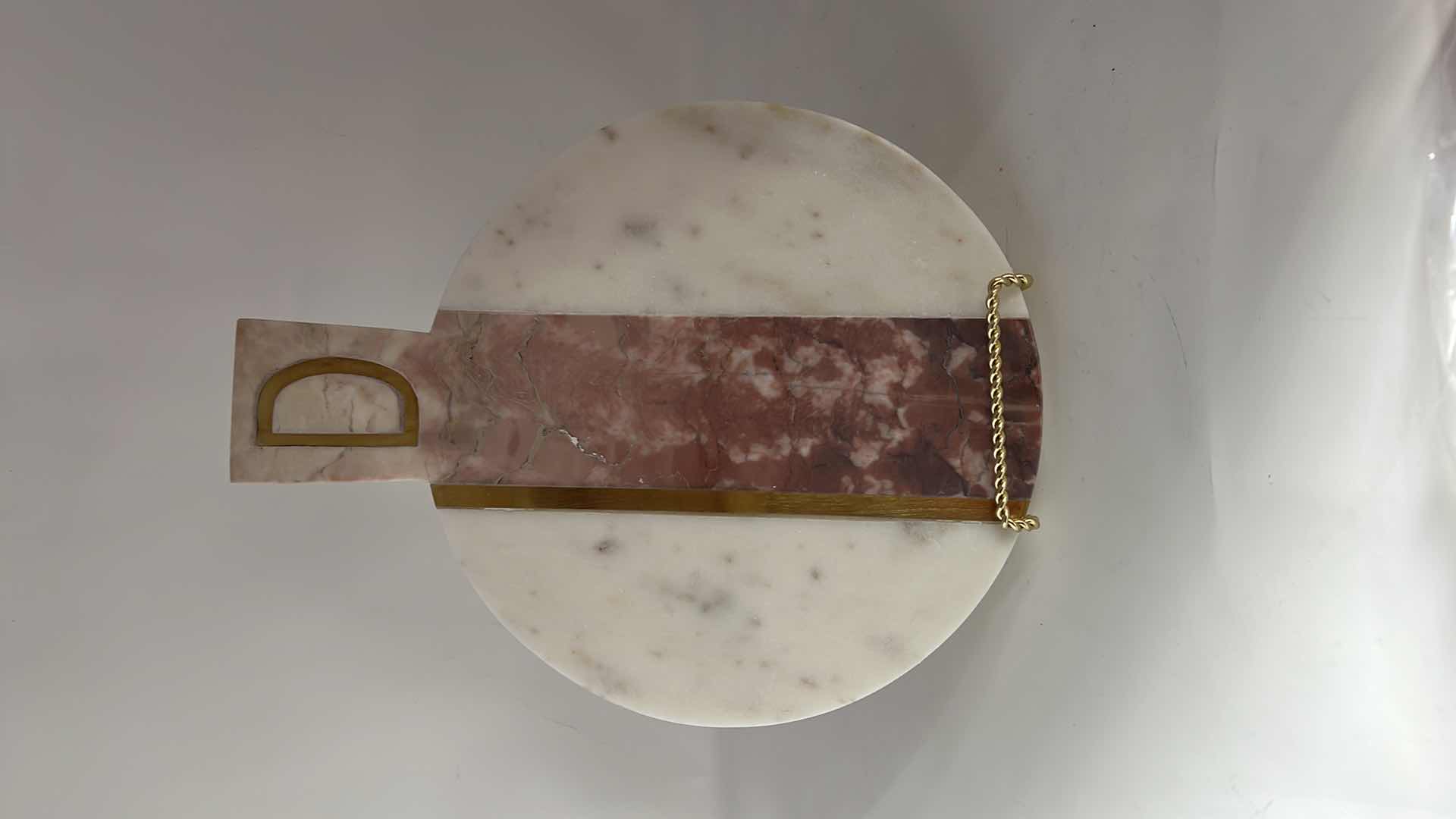 Photo 1 of ANTHROPOLOGY MARBLE CUTTING BOARD GOLD INITIAL “D” INLAY. ROSE QUARTZ ACCENT. 12”H 