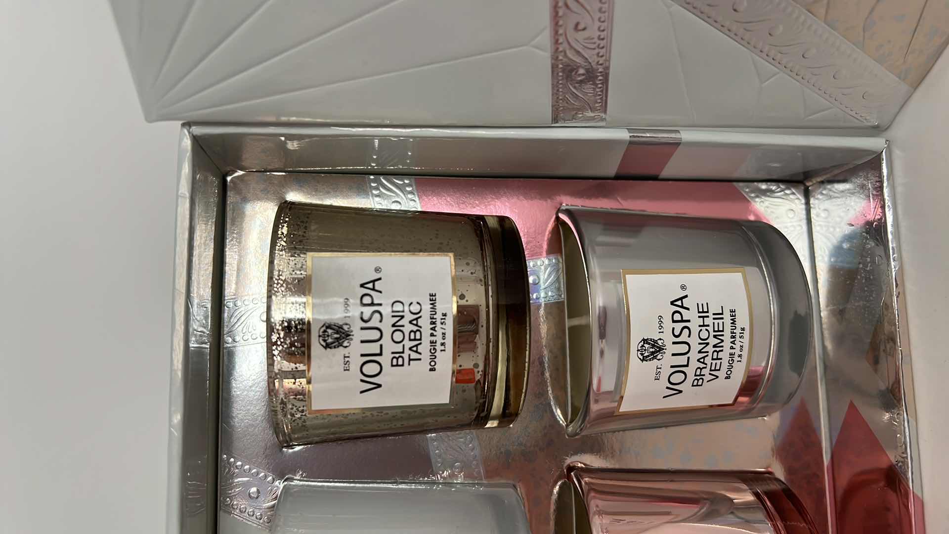 Photo 1 of 4-BRAND NEW VOLUSPA VERMEIL FOUR CANDLE SET. 4 GLOSSY METALIC VOTIVE GLASS CANDLES. 