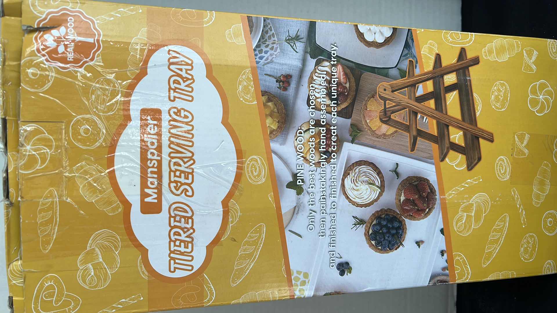 Photo 1 of 2-MANSPDIER WOODEN TIERED SERVING TRAY. HAND ASSEMBLED PINE WOOD. 3 SHELVES, 14"H