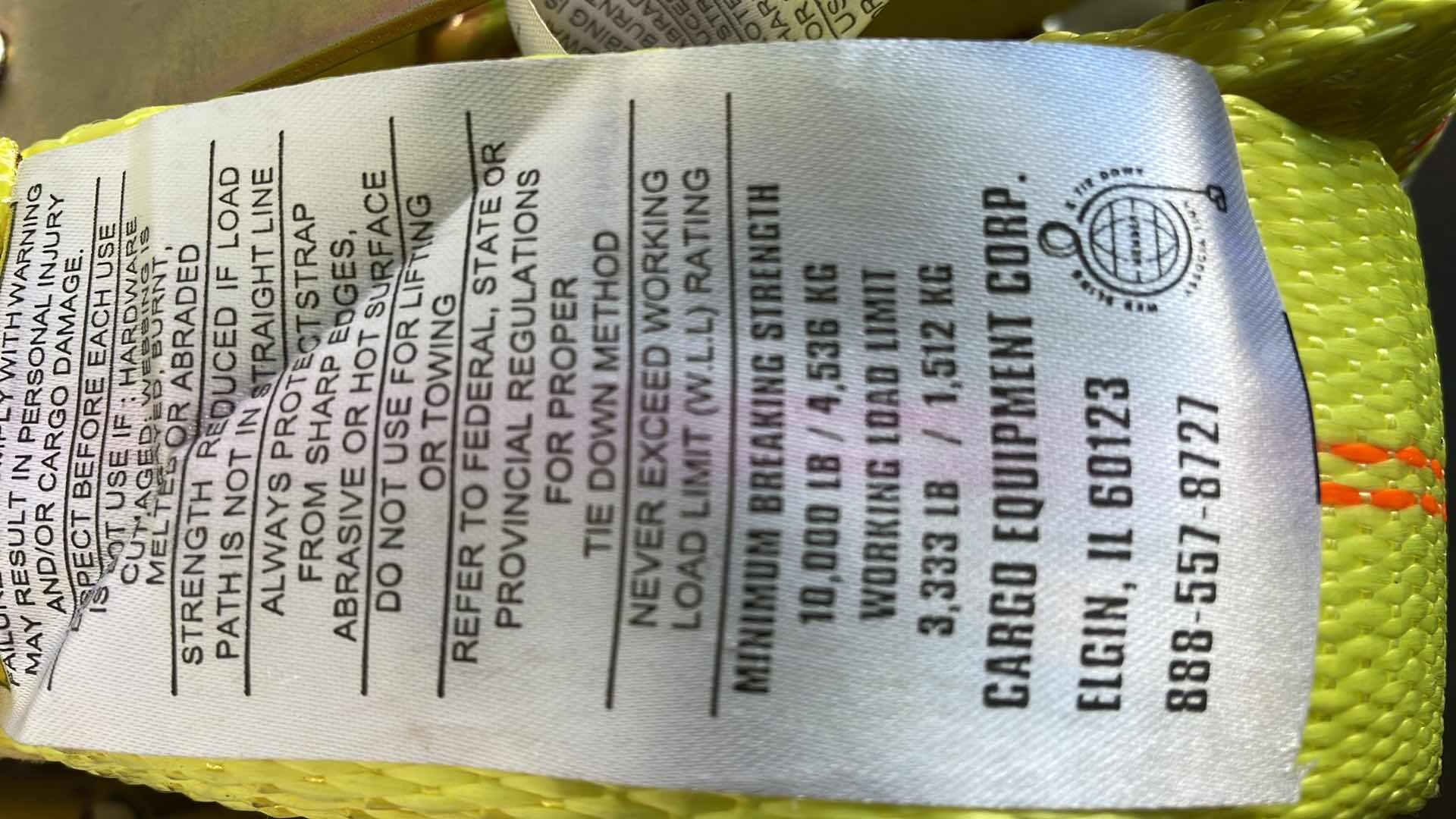 Photo 1 of COMMERCIAL 2" RATCHETING STRAPS WLL 3,333LB (2)