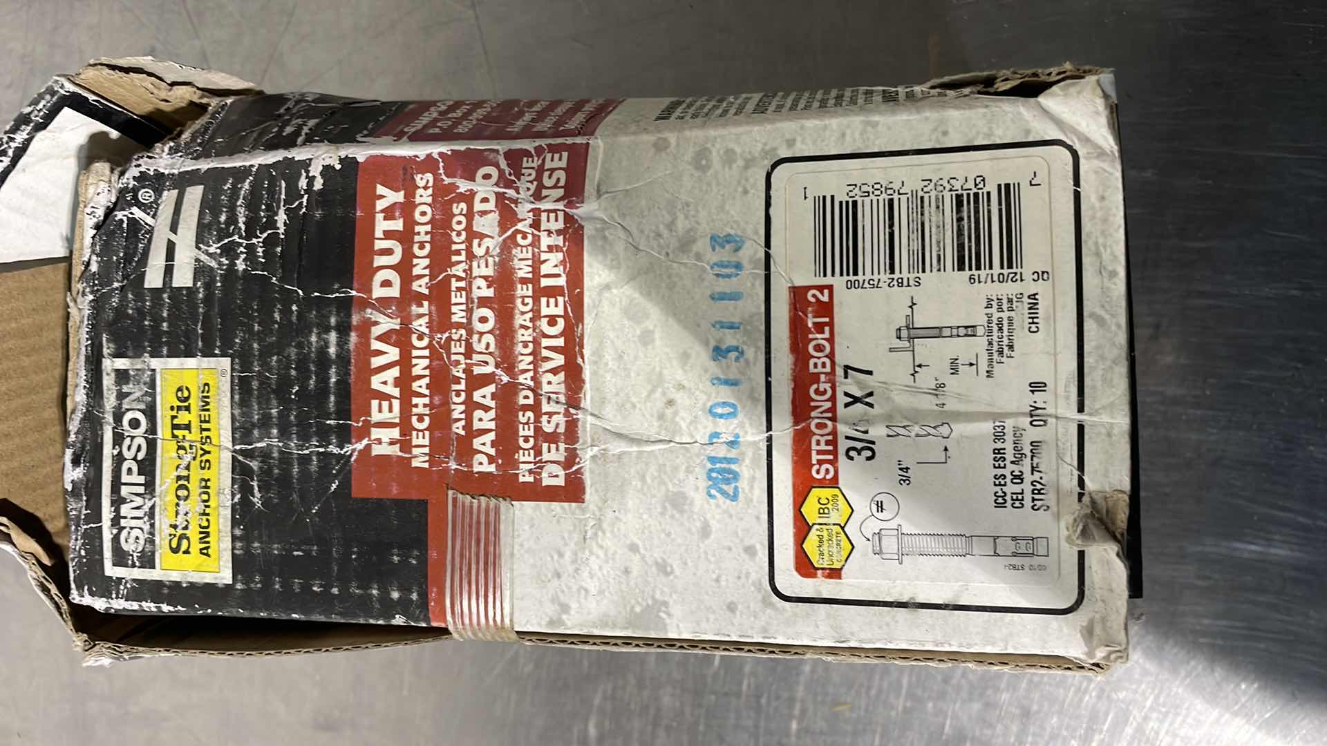 Photo 1 of SIMPSON STRONG-TIE STB2-75700 3/4" X 7" ZINC STRONG-BOLT2 WEDGE ANCHOR 10CT