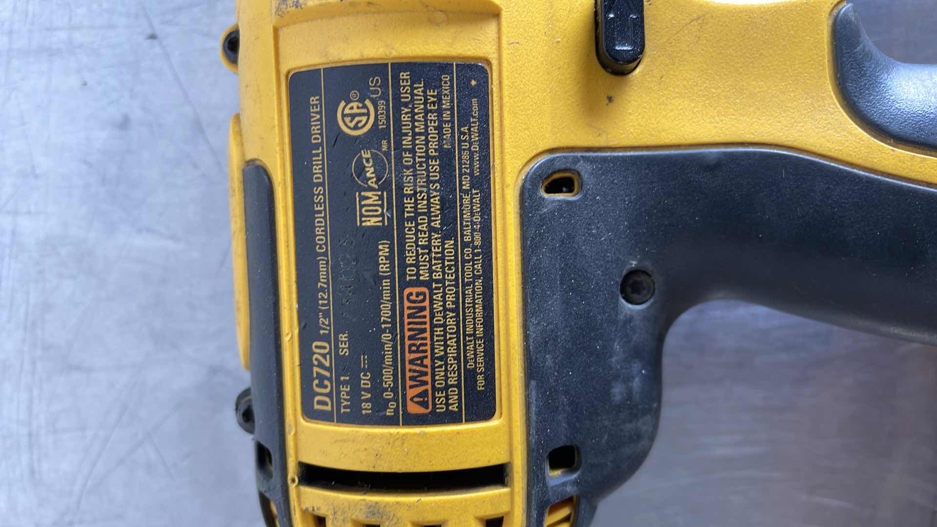 Photo 1 of DEWALT 18V DRILL DRIVER DC720, 18V HAMMER DRILL DCD950 AND 18V 6-1/2” CIRCULAR SAW DC390