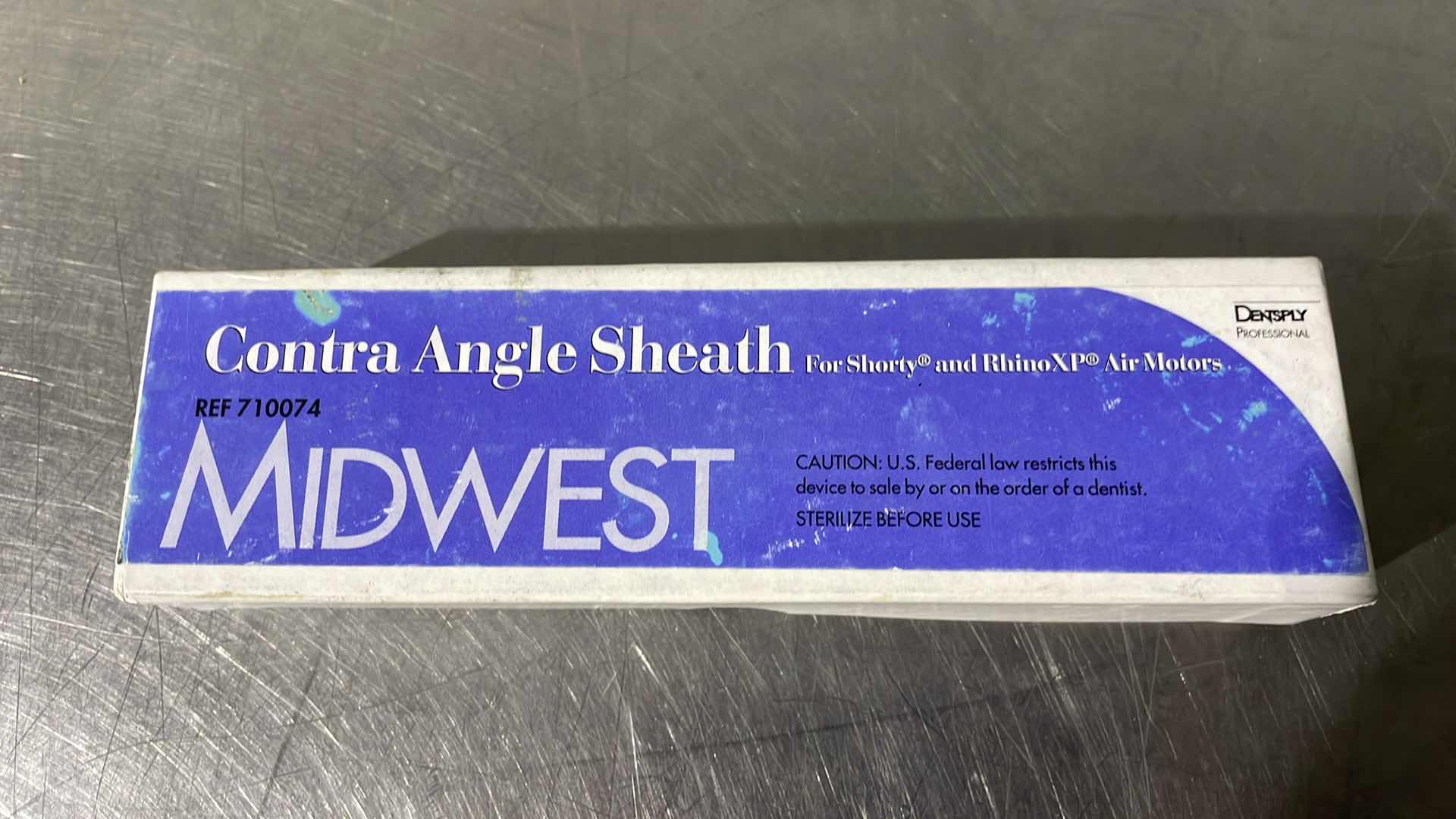 Photo 1 of DENTSPLY MIDWEST CONTRA ANGLE SHEATH DENTAL HANDPIECE 710074 SHORTY RHINO-XP