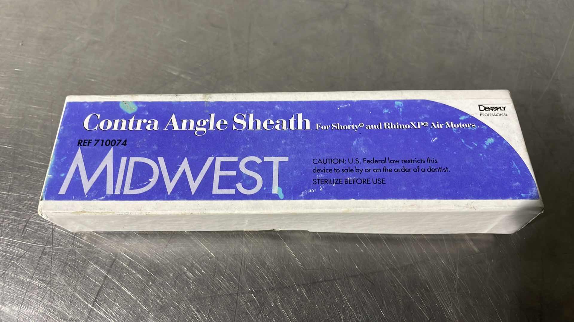 Photo 1 of DENTSPLY MIDWEST CONTRA ANGLE SHEATH DENTAL HANDPIECE 710074 SHORTY RHINO-XP