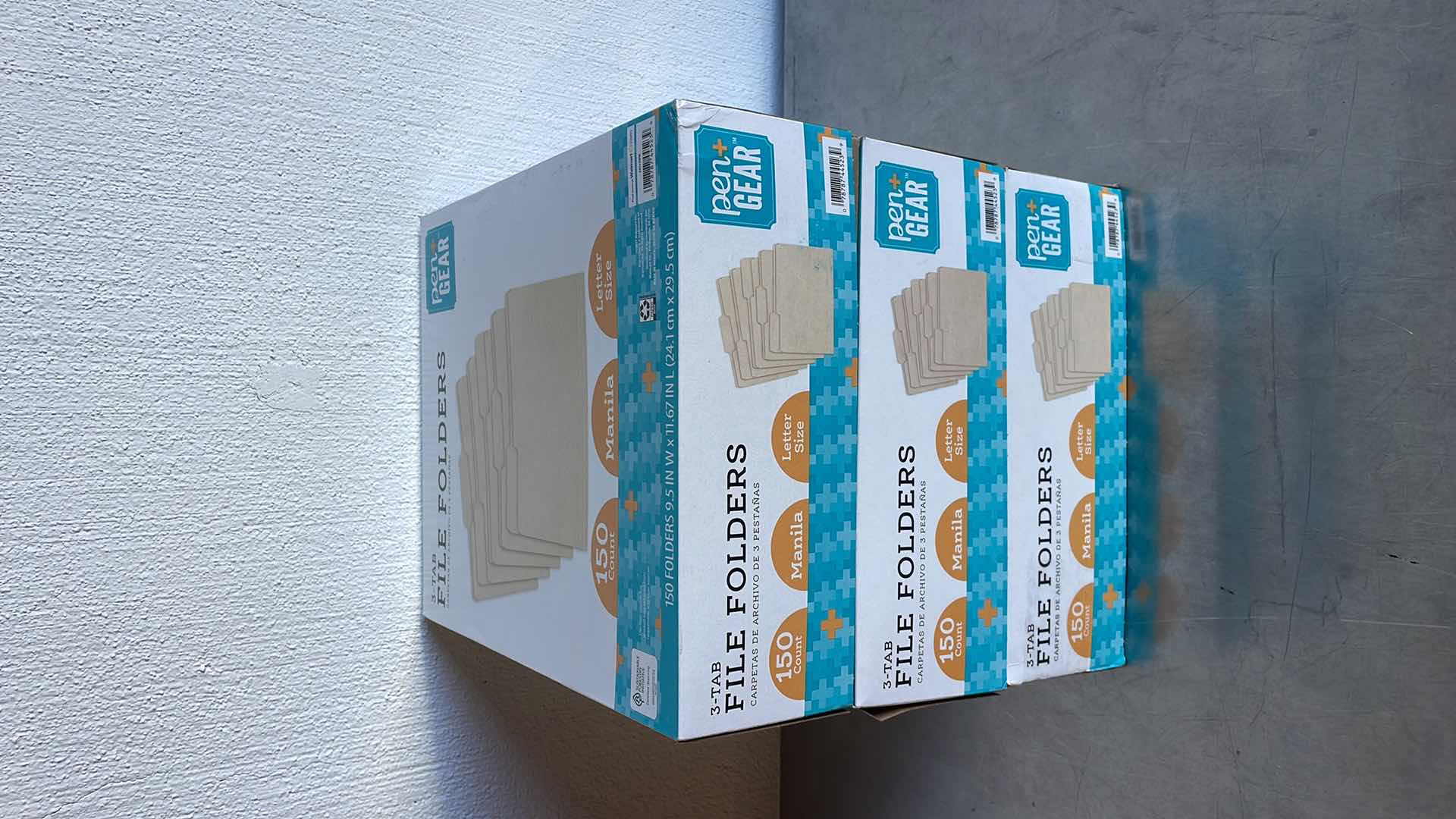 Photo 1 of PEN+GEAR FILE FOLDER, LETTER, 1/3 CUT, MANILA, 150 PER BOX (3)