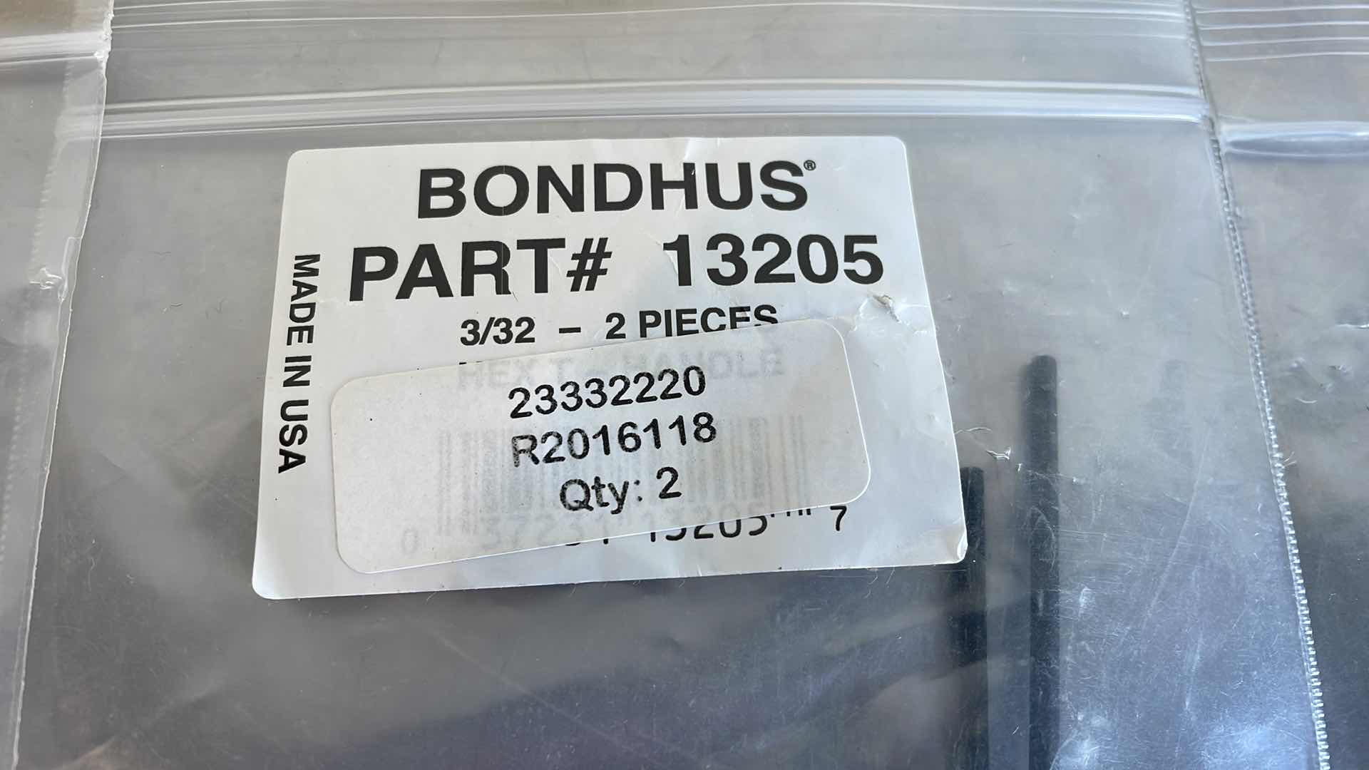 Photo 3 of BONDHUS 13205 3/32” HEX T HANDLE 2pcs (10) USA