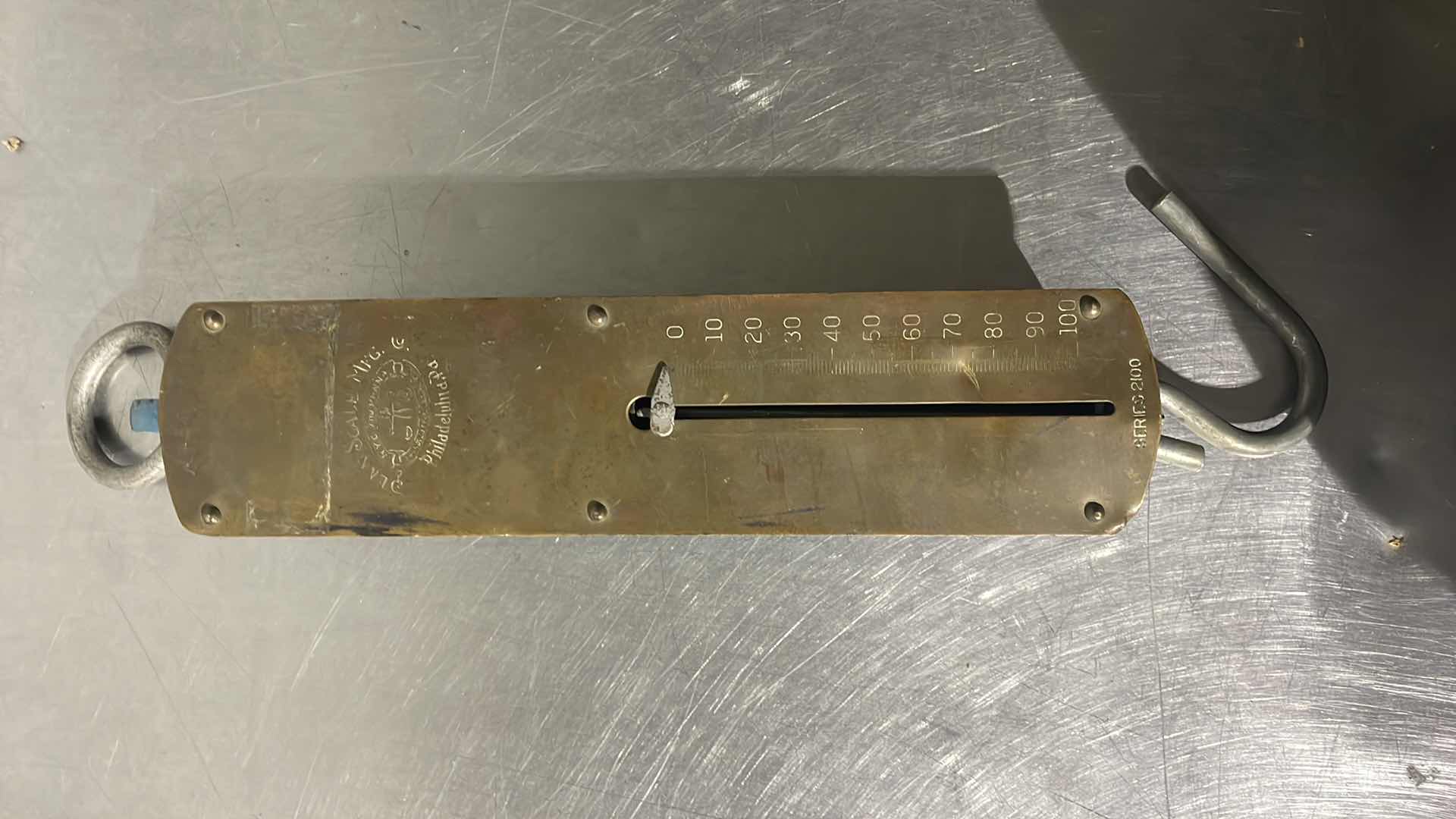View 1 of ANTIQUE HANGING 100 LB. SCALE, PENN SCALE MFG. CO., PHILADELPHIA, PA, SERIES 2100