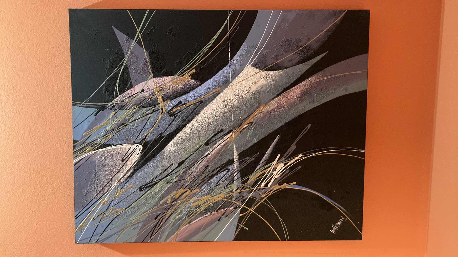 Photo 1 of ABSTRACT CANVAS ARTWORK BY LEE REYNOLDS 50” X 39.75”