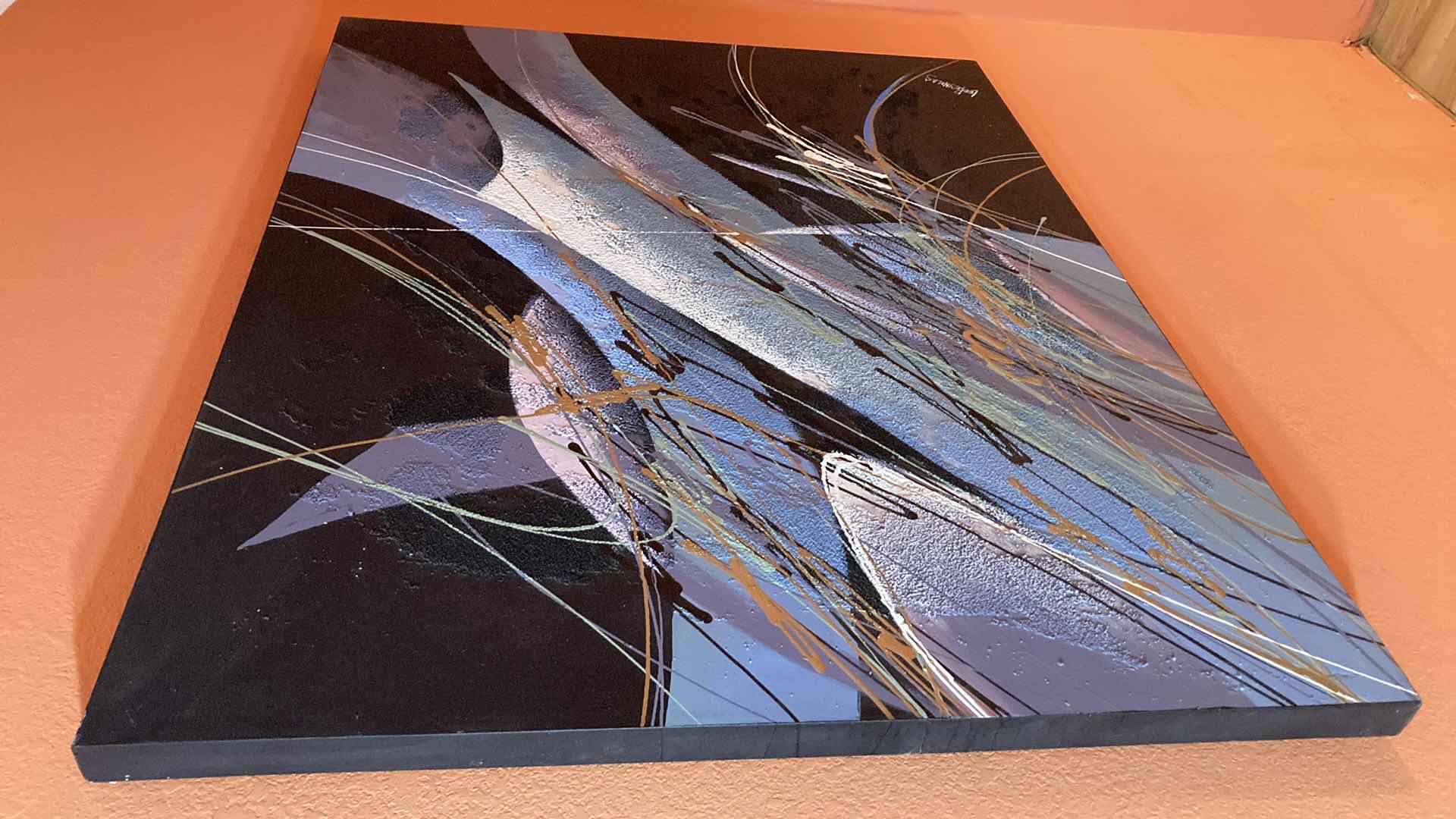 Photo 2 of ABSTRACT CANVAS ARTWORK BY LEE REYNOLDS 50” X 39.75”