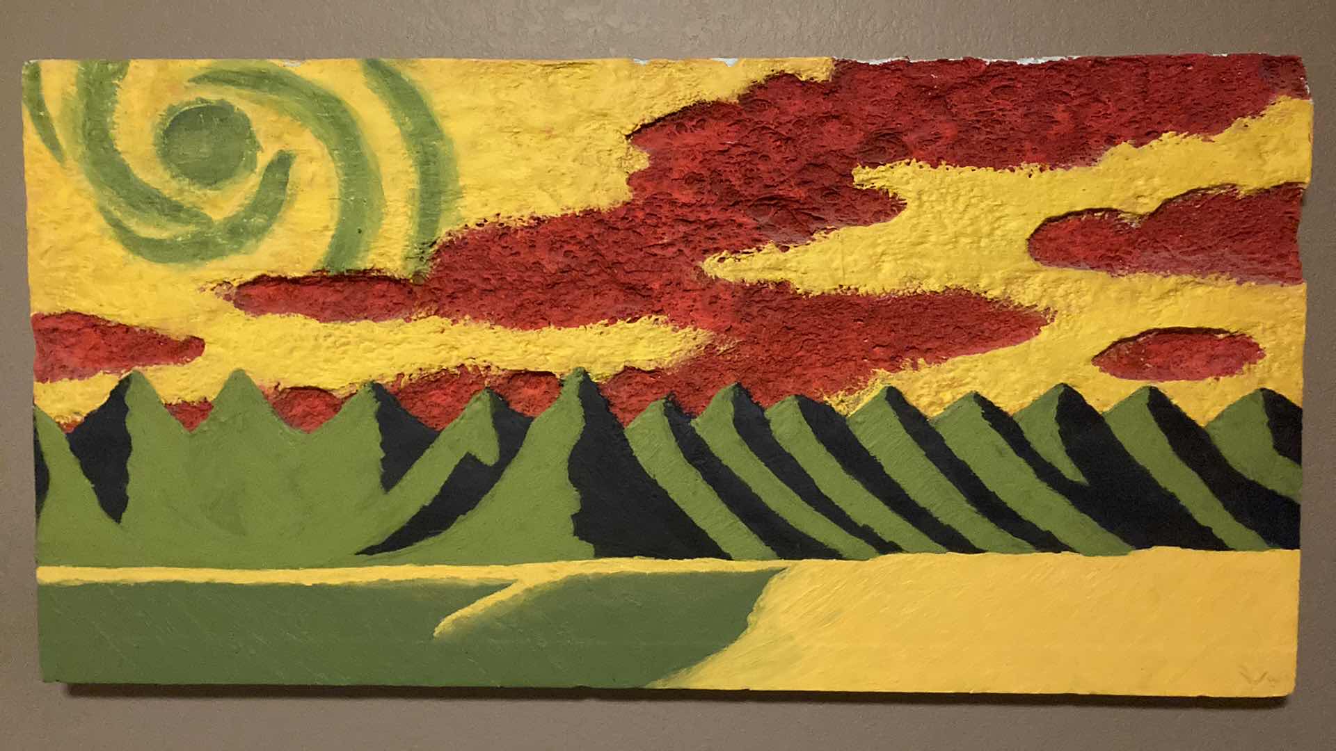 Photo 1 of 2D ABSTRACT PAINTED STYROFOAM ARTWORK SIGNED BY ARTIST 48” X 24”