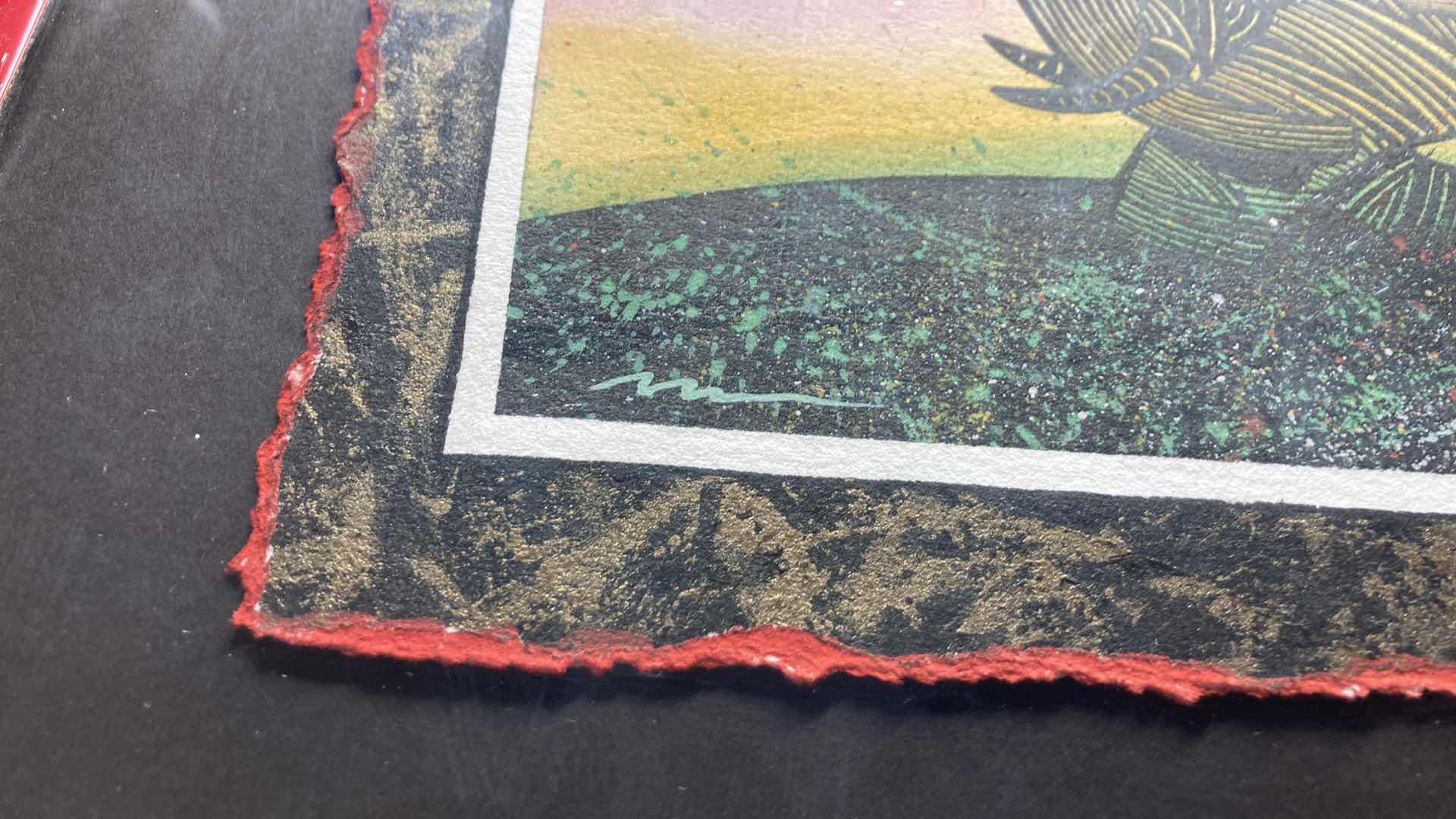 Photo 2 of ELEPHANT SUNRISE ABSTRACT FRAMED ARTWORK SIGNED BY ARTIST 18.25” X 13.25”