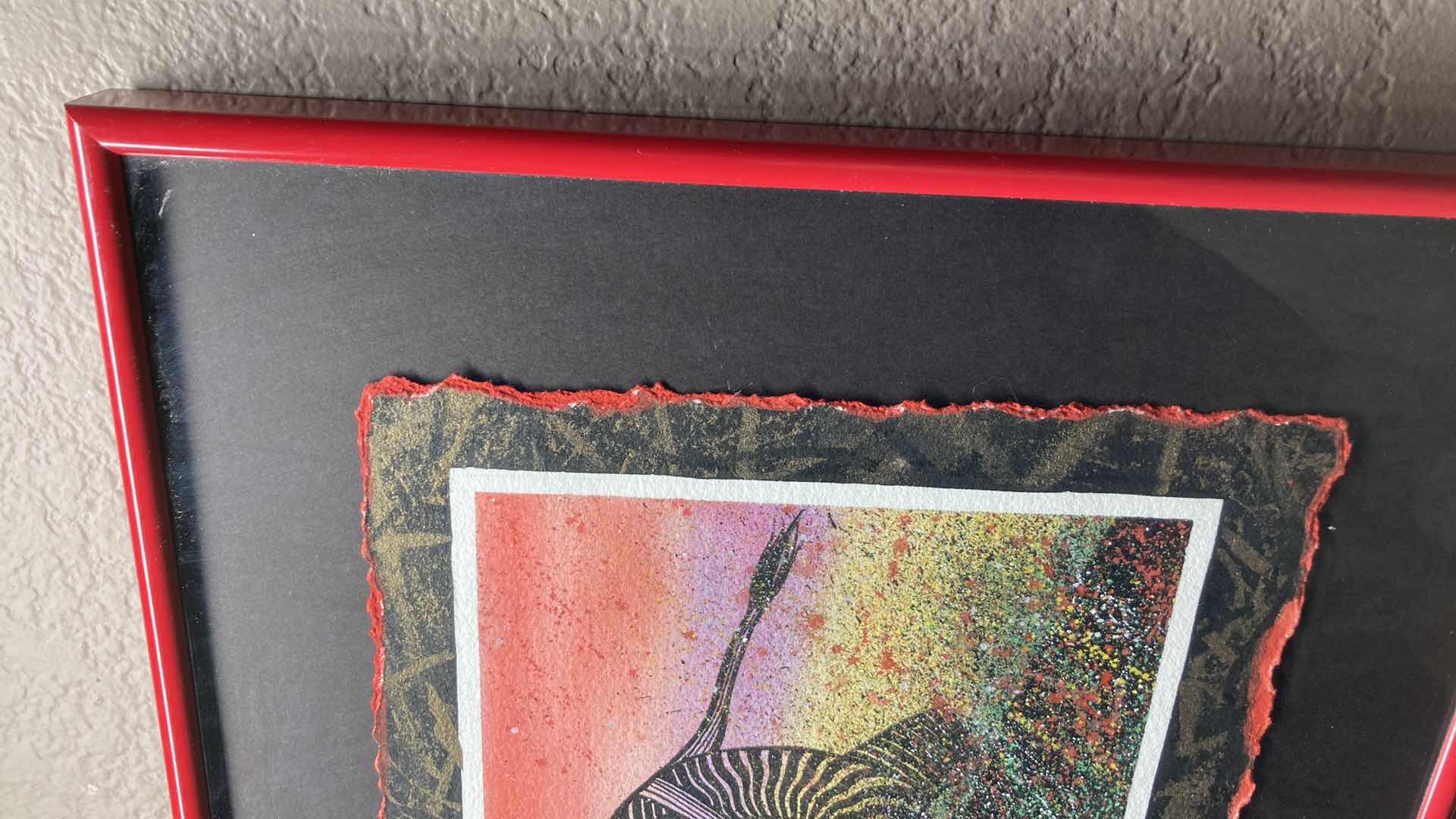 Photo 1 of ELEPHANT SUNRISE ABSTRACT FRAMED ARTWORK SIGNED BY ARTIST 18.25” X 13.25”