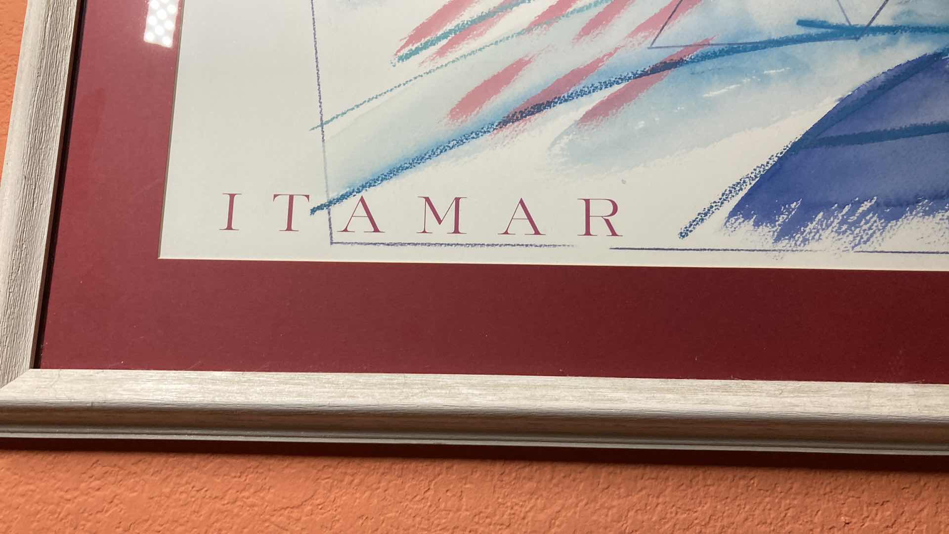 Photo 2 of ITAMAR NEW YORK PASTEL ABSTRACT FRAMED POSTER ARTWORK 46” X 34”