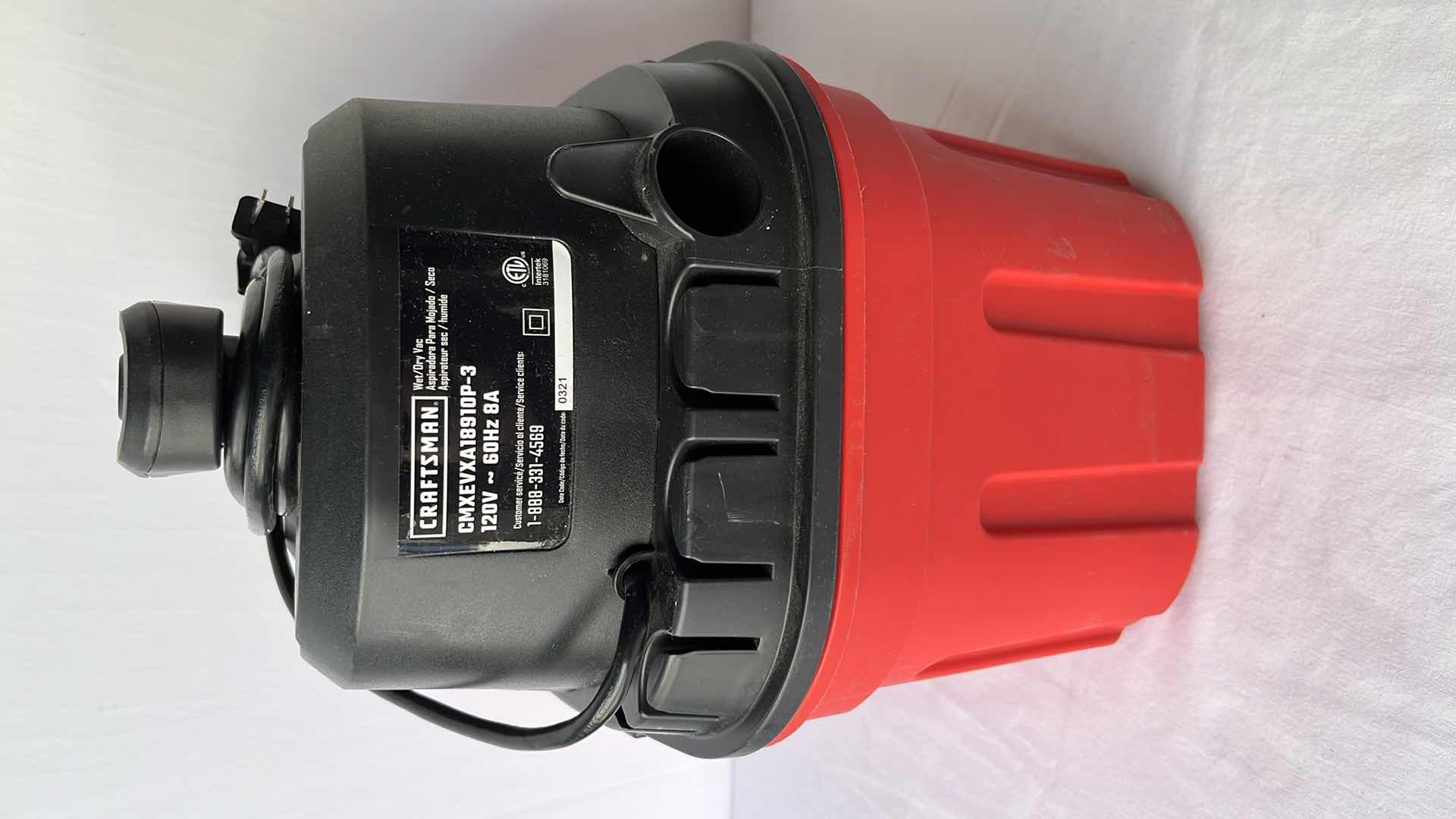 Photo 1 of CRAFTSMAN 3 GAL 3HP CORDED WET/DRY SHOP VACUUM
(MODEL CMXEVXA18910P-3)