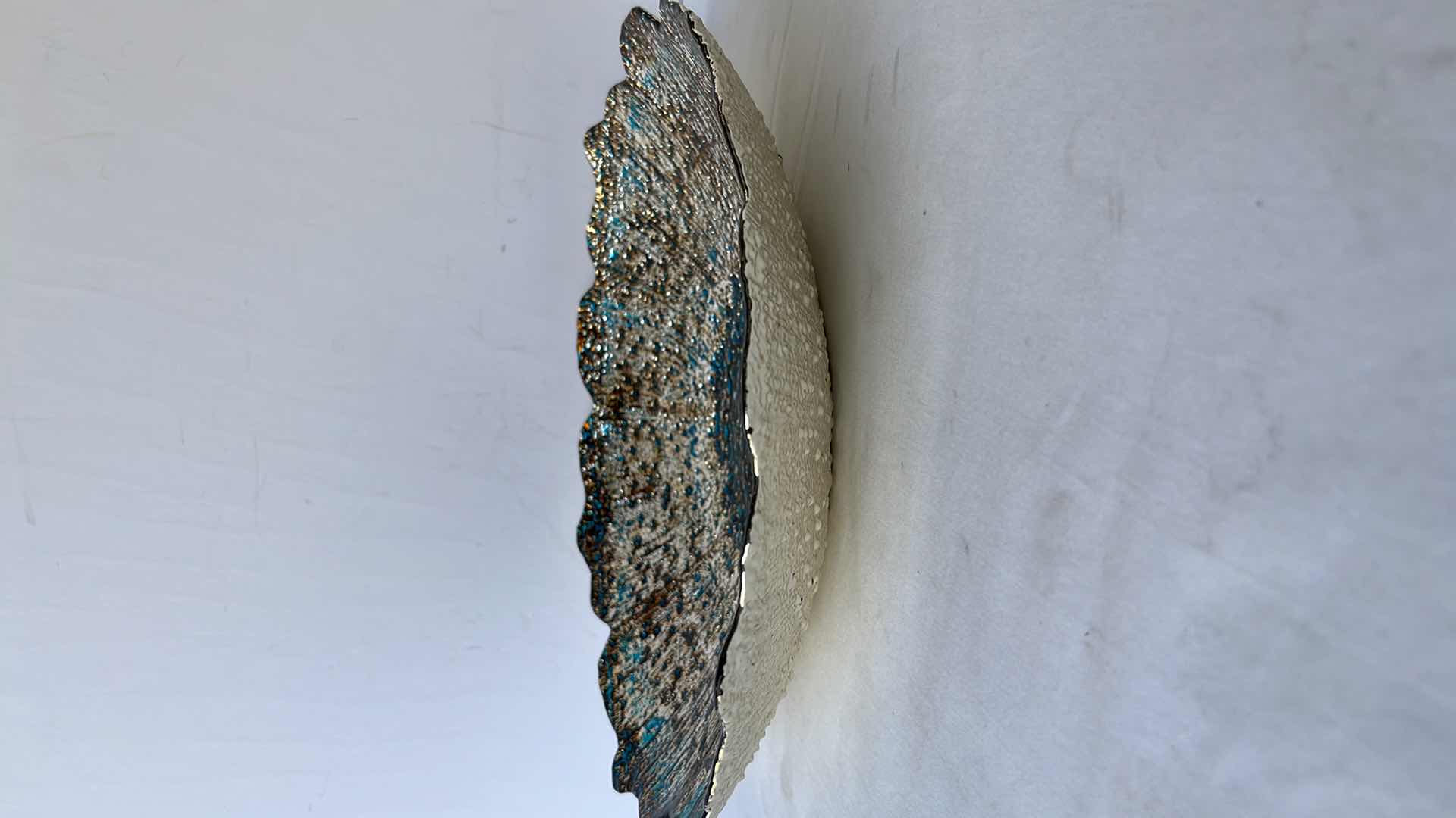 Photo 1 of MID CENTURY METALLIC GLASS CENTERPIECE DECOR 11.75” X 2”H