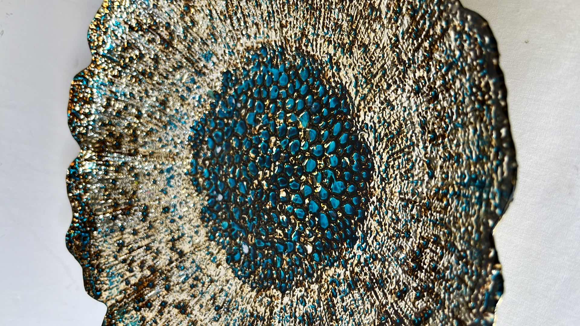 Photo 1 of MID CENTURY METALLIC GLASS CENTERPIECE DECOR 11.75” X 2”H