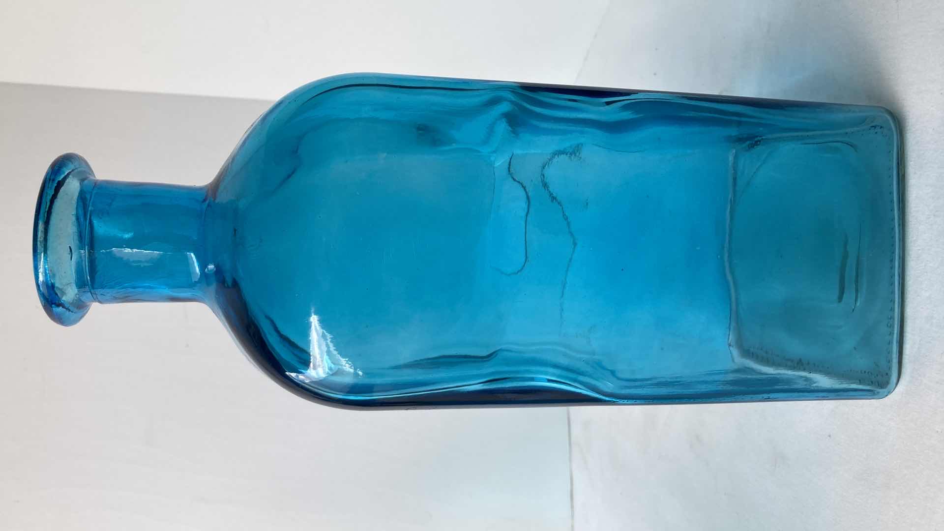 Photo 1 of TEAL CLEAR GLASS JUGS (2) 4” X 4” H11.25”