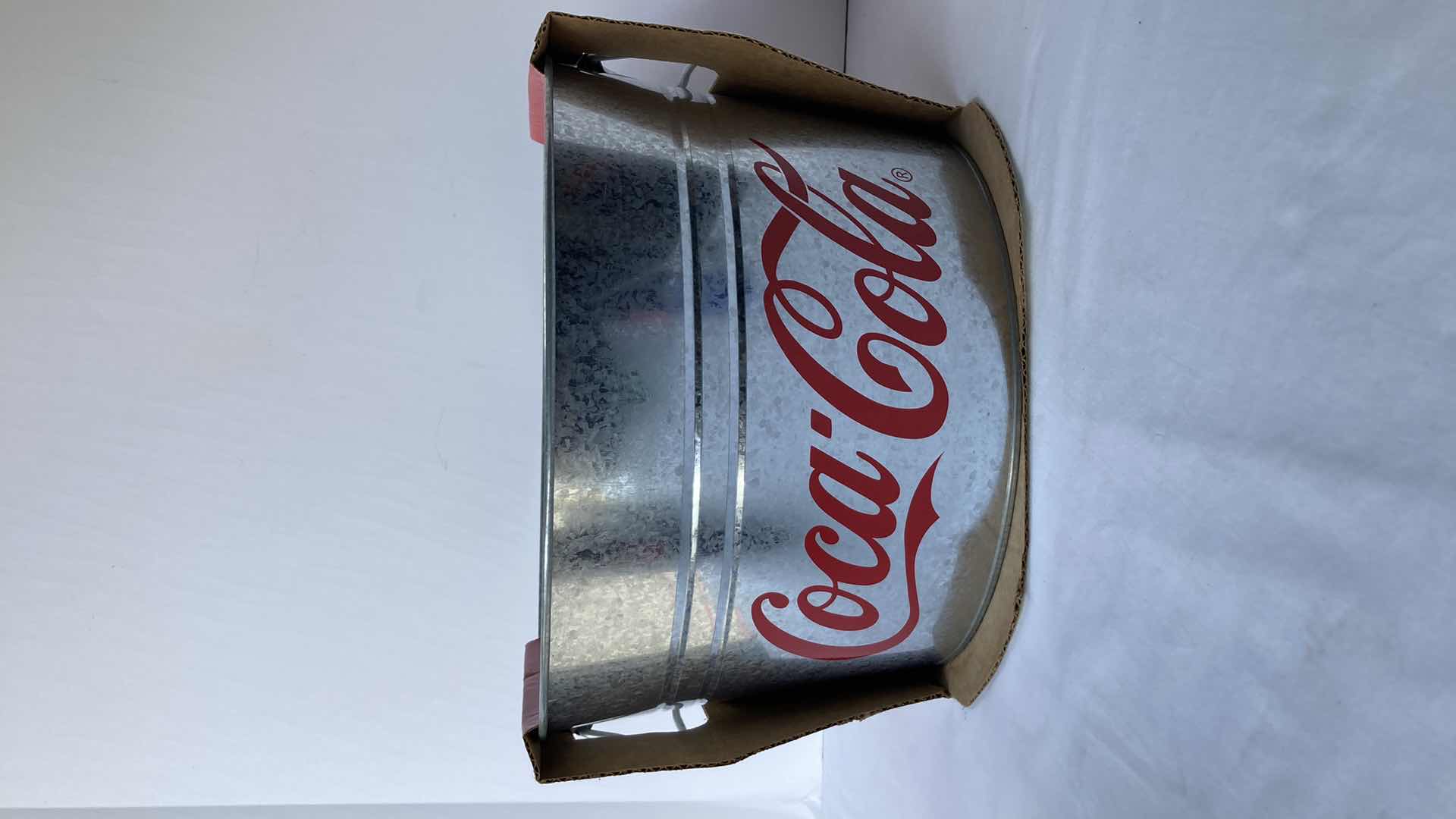 Photo 1 of NEW COCA-COLA PARTY TIN TUB W 12 8OZ FULL GLASS BOTTLES 14.5” X 9”