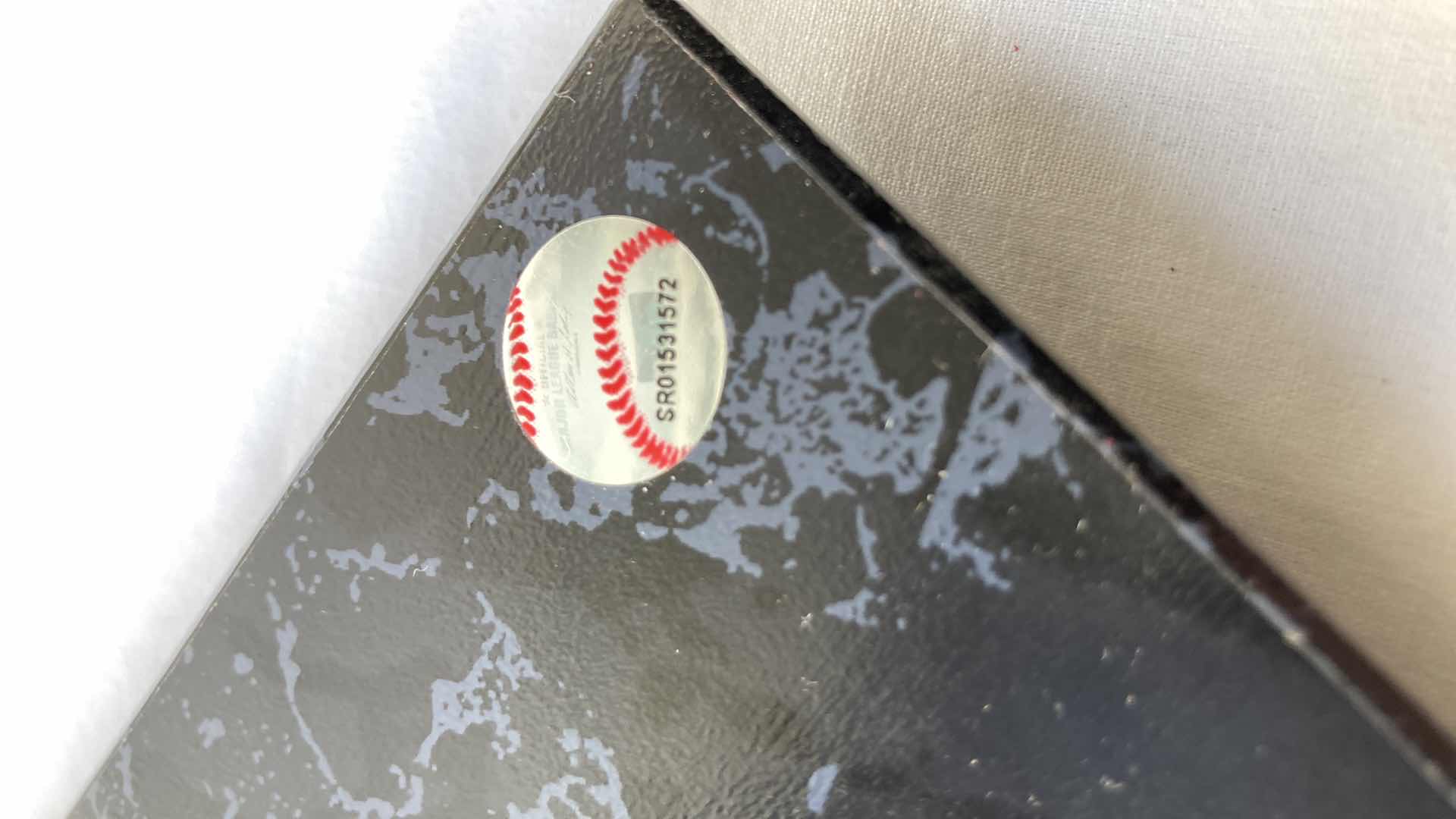 Photo 1 of TOPPS DEREK JETER YANKEES AUTOGRAPHED BASEBALL CARD W NEW YORK YANKEES MARBLE FINISH PLAQUE 5” X 7”