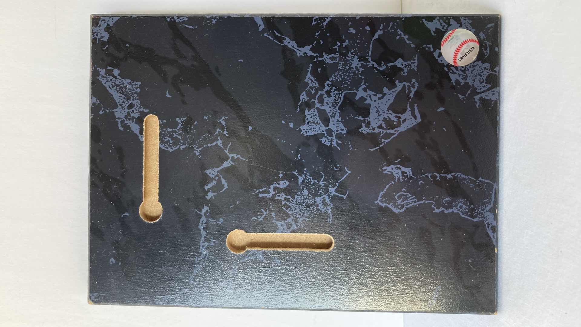 Photo 1 of TOPPS DEREK JETER YANKEES AUTOGRAPHED BASEBALL CARD W NEW YORK YANKEES MARBLE FINISH PLAQUE 5” X 7”