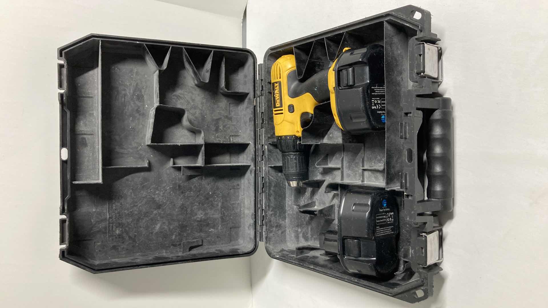 Photo 1 of DEWALT CORDLESS DRILL W 2 RECHARGEABLE BATTERIES & CASE