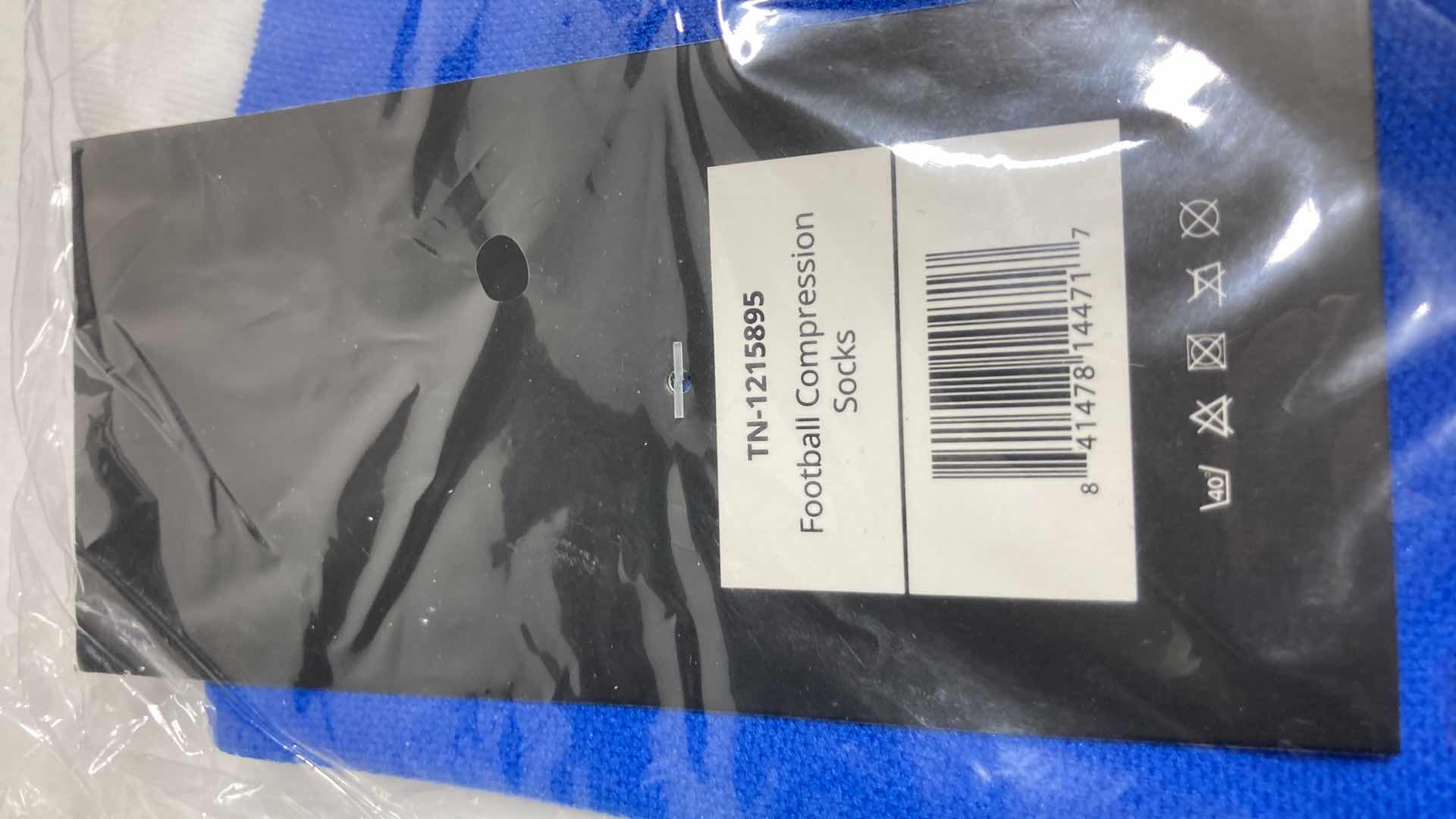 Photo 1 of NEW LISH BLUE/WHITE FOOTBALL COMPRESSION SOCKS SIZE M/L (3)