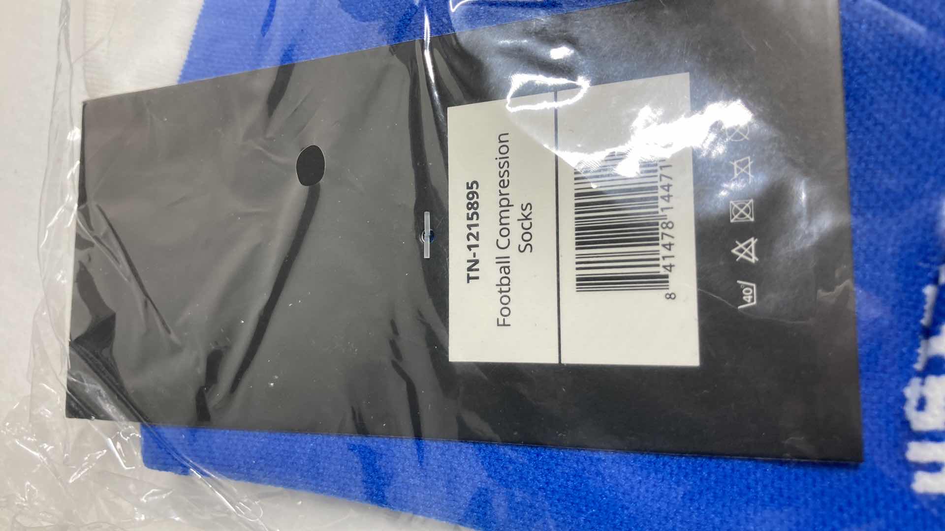 Photo 1 of NEW LISH BLUE/WHITE FOOTBALL COMPRESSION SOCKS SIZE M/L (3)
