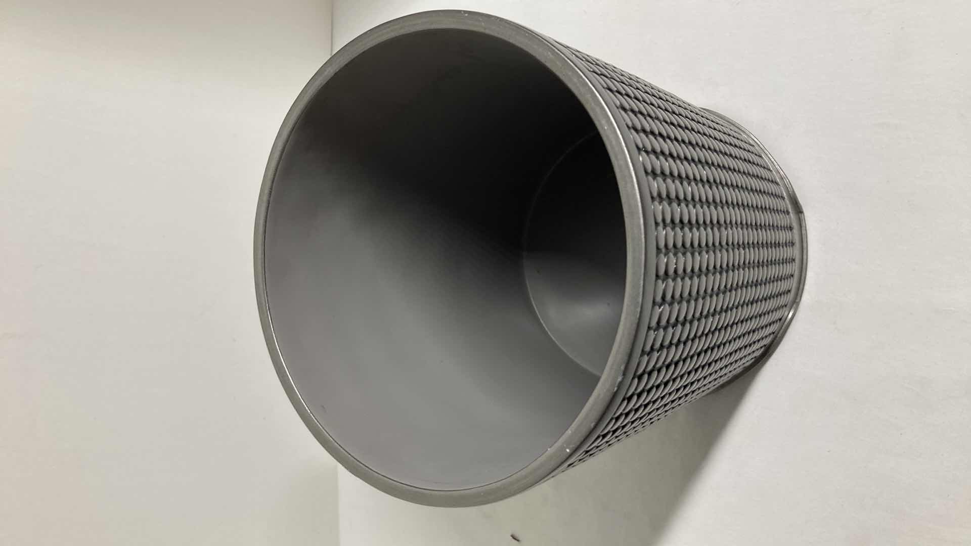 Photo 1 of PERI HOME STUDDED SILVER RESIN TRASH CAN 7.5” X 10”