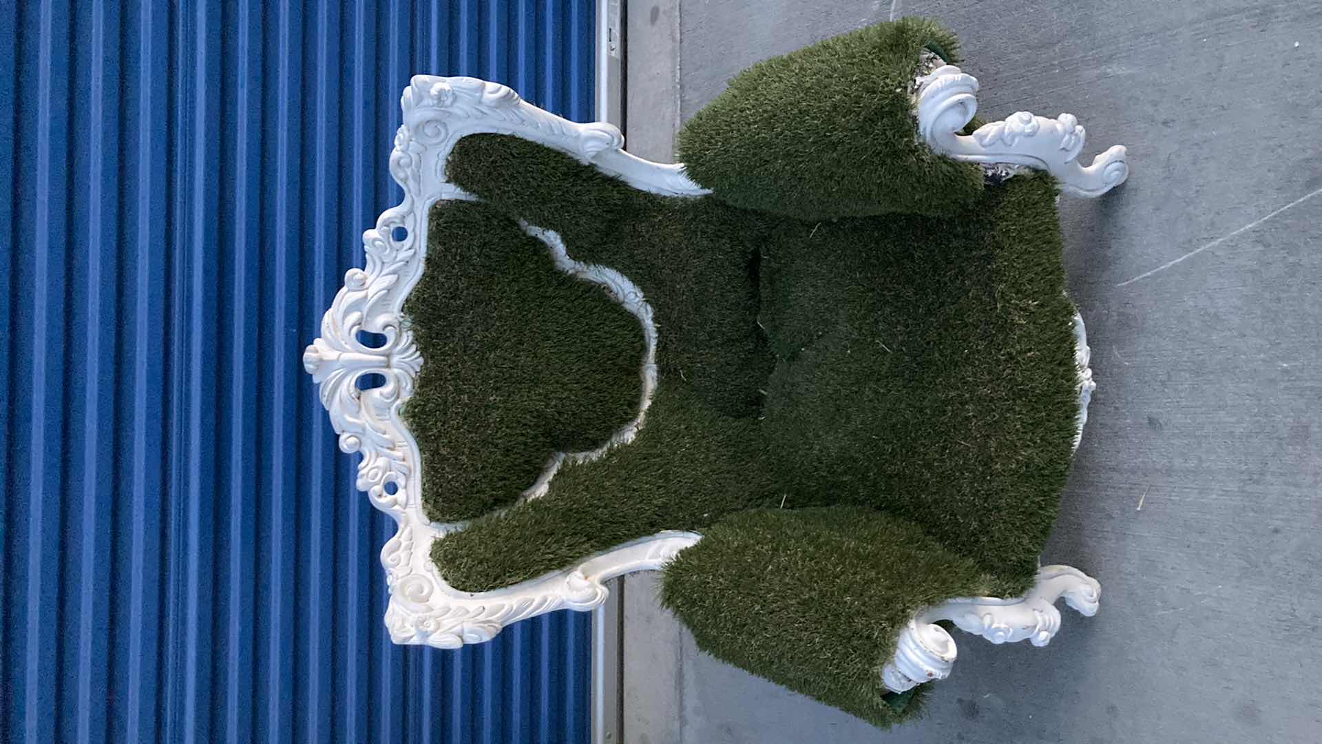 Photo 1 of POLREY VICTORIAN STYLE RESIN & TURF UPHOLSTERED CHAIR 38” X 32” H43”