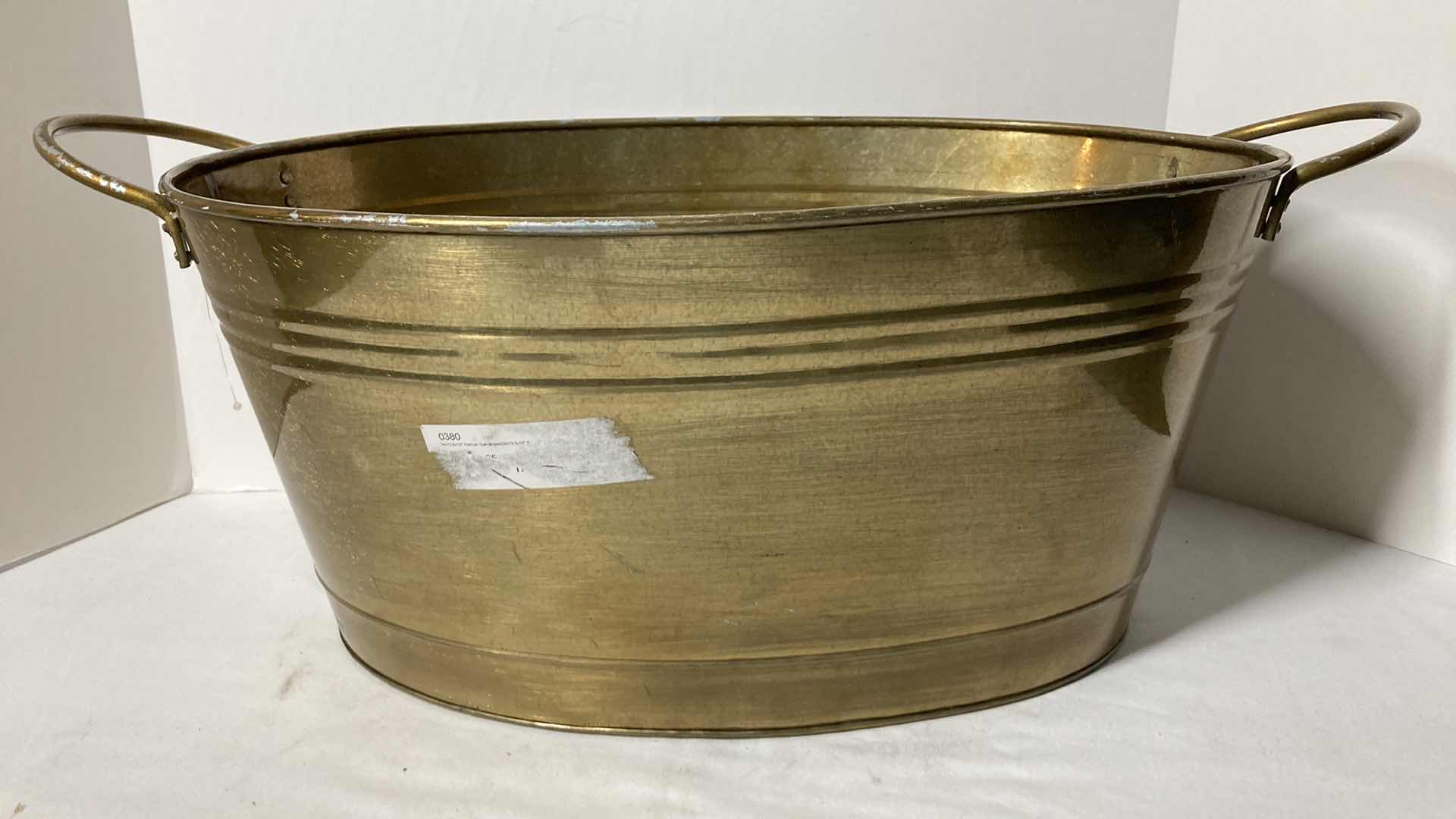 Photo 4 of BRASS FINISH METAL WASH BUCKET  24” X 13” H9.25”