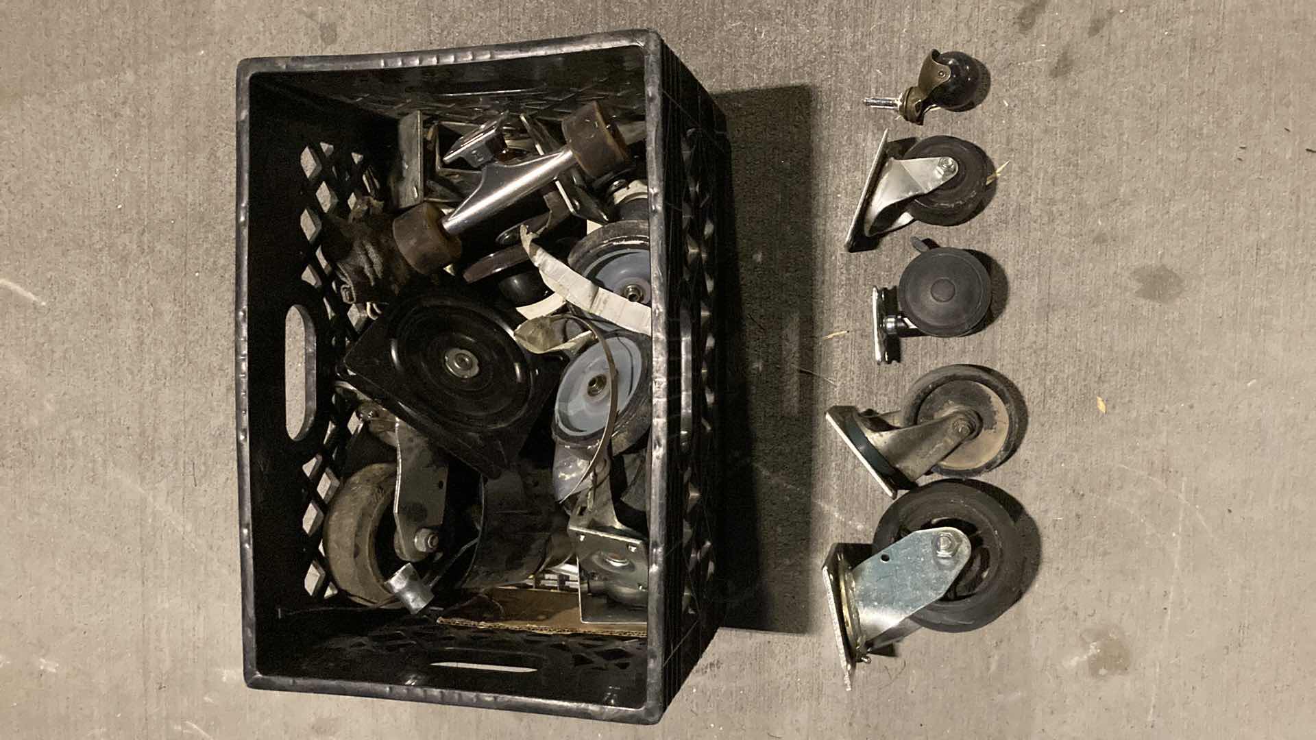 Photo 1 of MULTI PURPOSE CASTERS W MILK CRATE