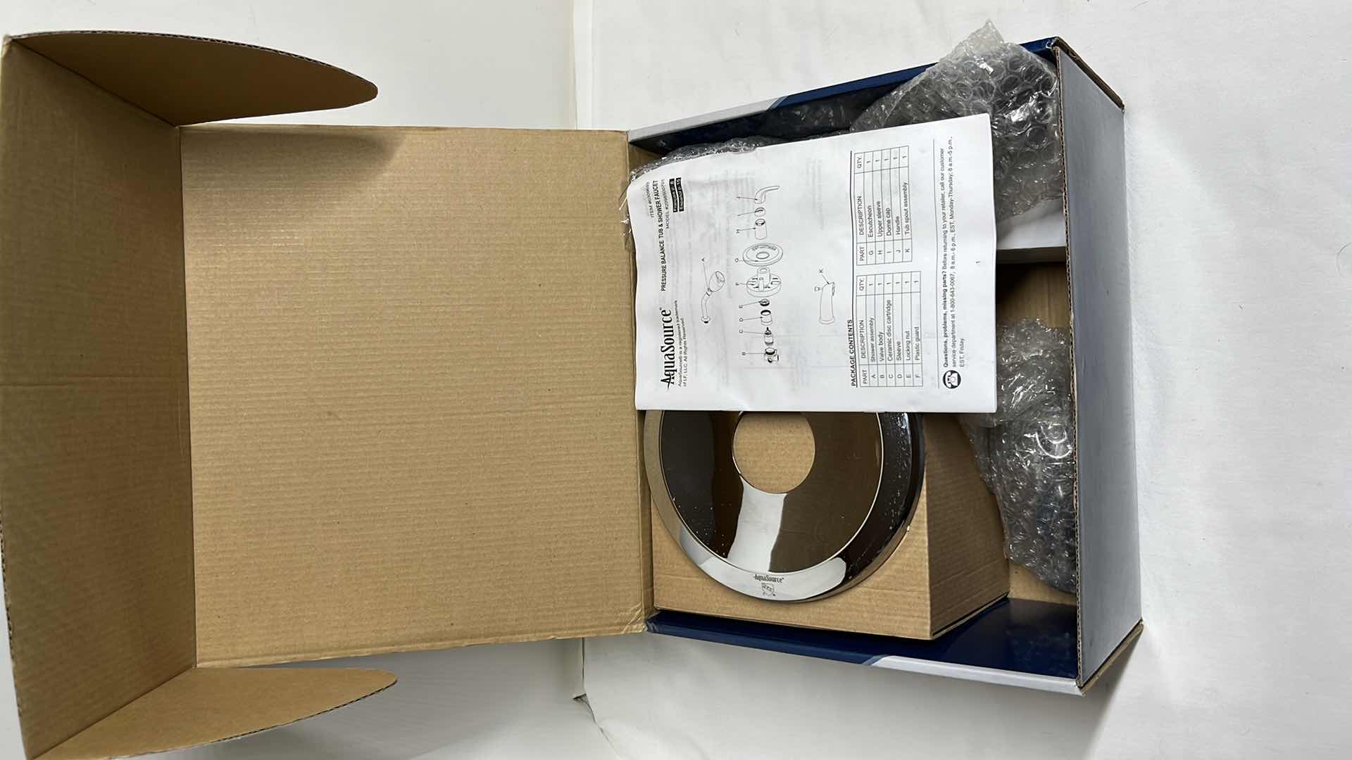 Photo 1 of AQUA SOURCE SINGLE HANDLE CHROME FINISH PRESSURE BALANCED TUB & SHOWER FAUCET   MODEL 0309693