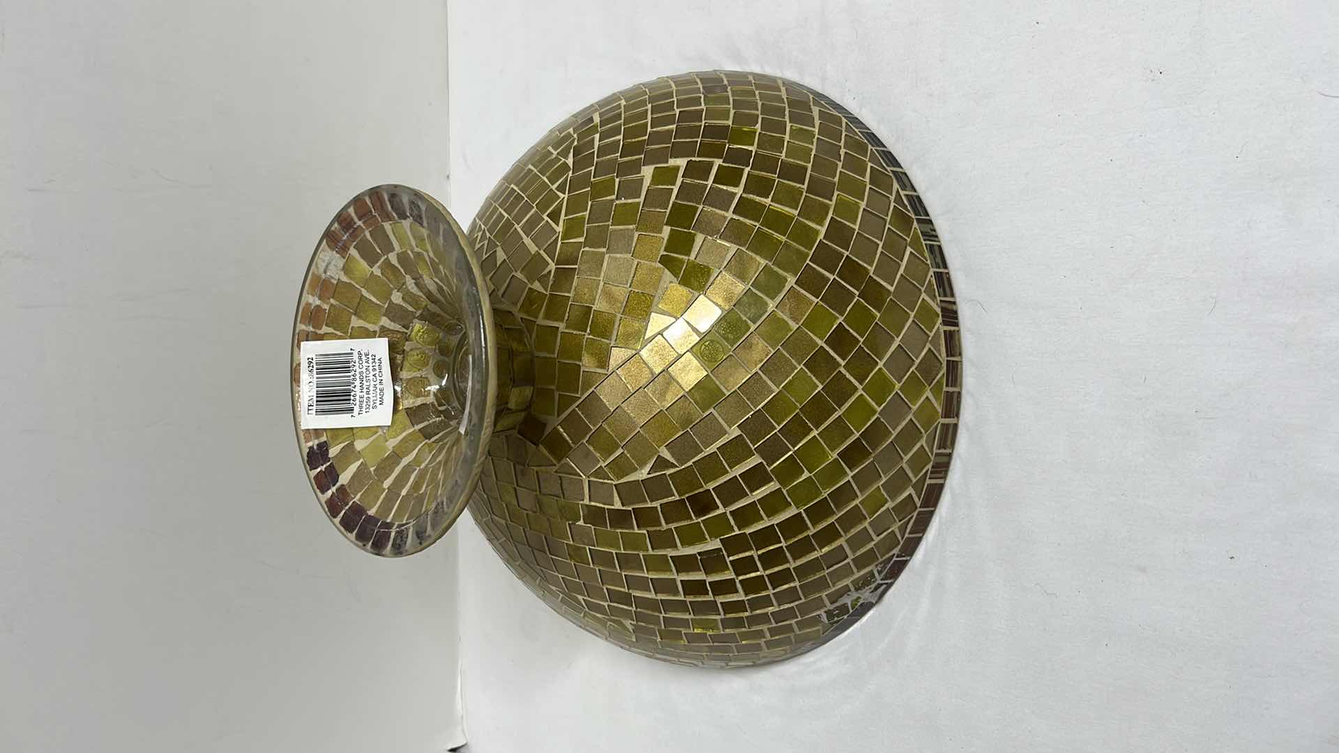 Photo 1 of MOSAIC GLASS PEDESTAL CENTERPIECE BOWL 12.5” X 12.5” H8”