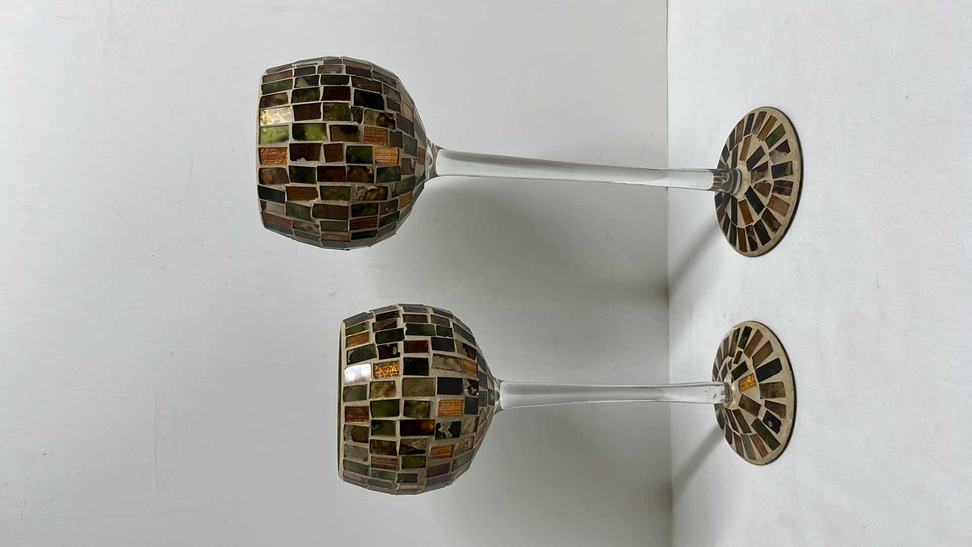 Photo 1 of MOSAIC GLASS CANDLE HOLDERS H12” & H14”