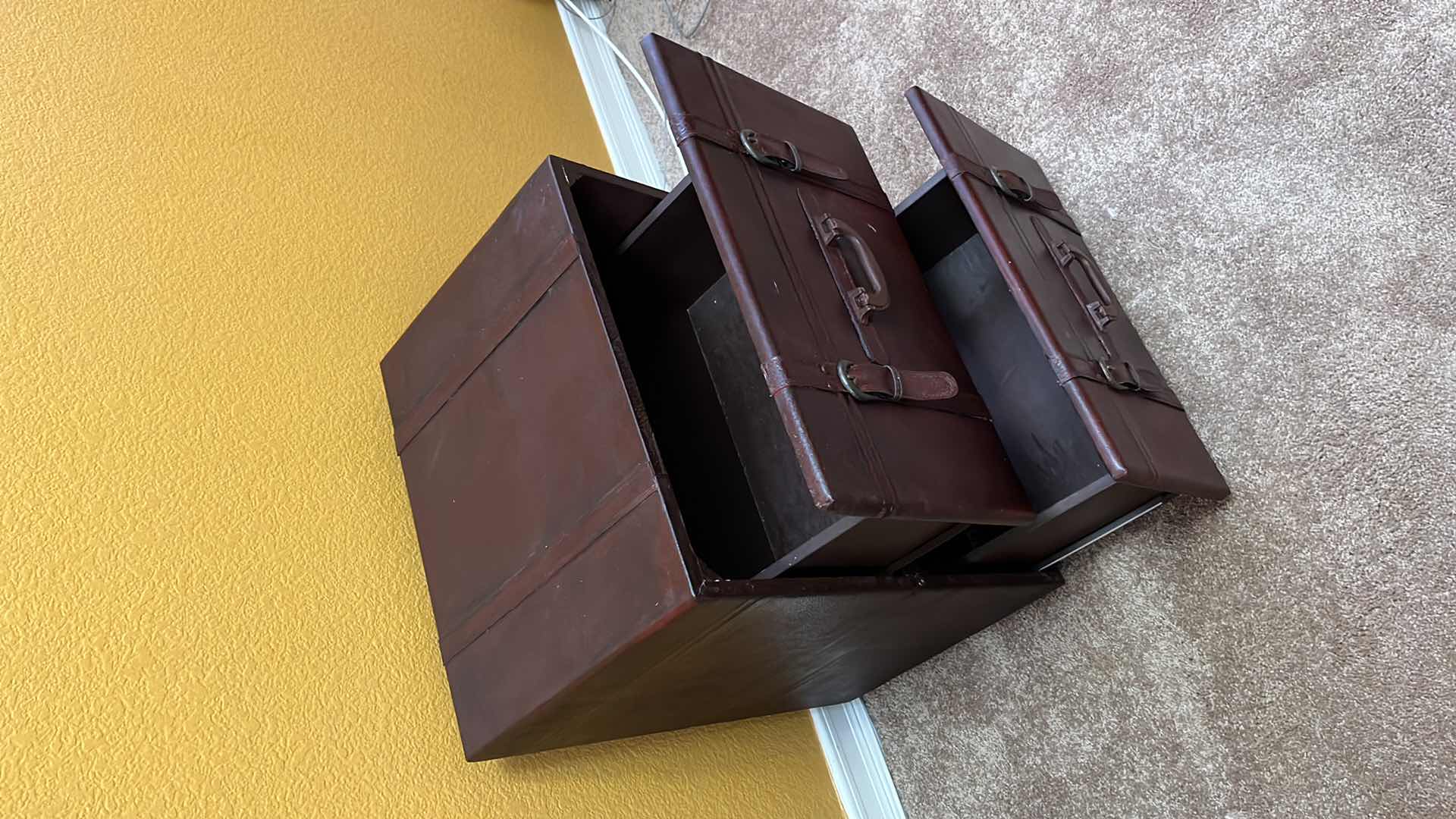 Photo 1 of 2-DRAWER FAUX LEATHER NIGHT STAND 19” X 15” H25.25”