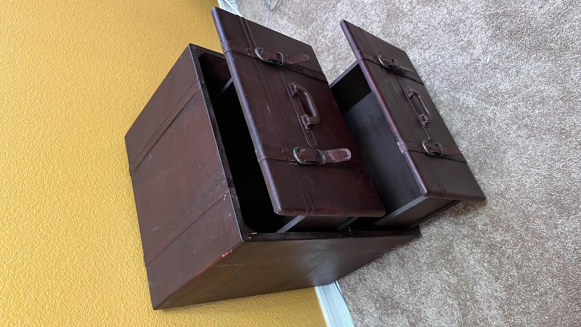 Photo 1 of 2-DRAWER FAUX LEATHER NIGHT STAND 19” X 15” H25.25”