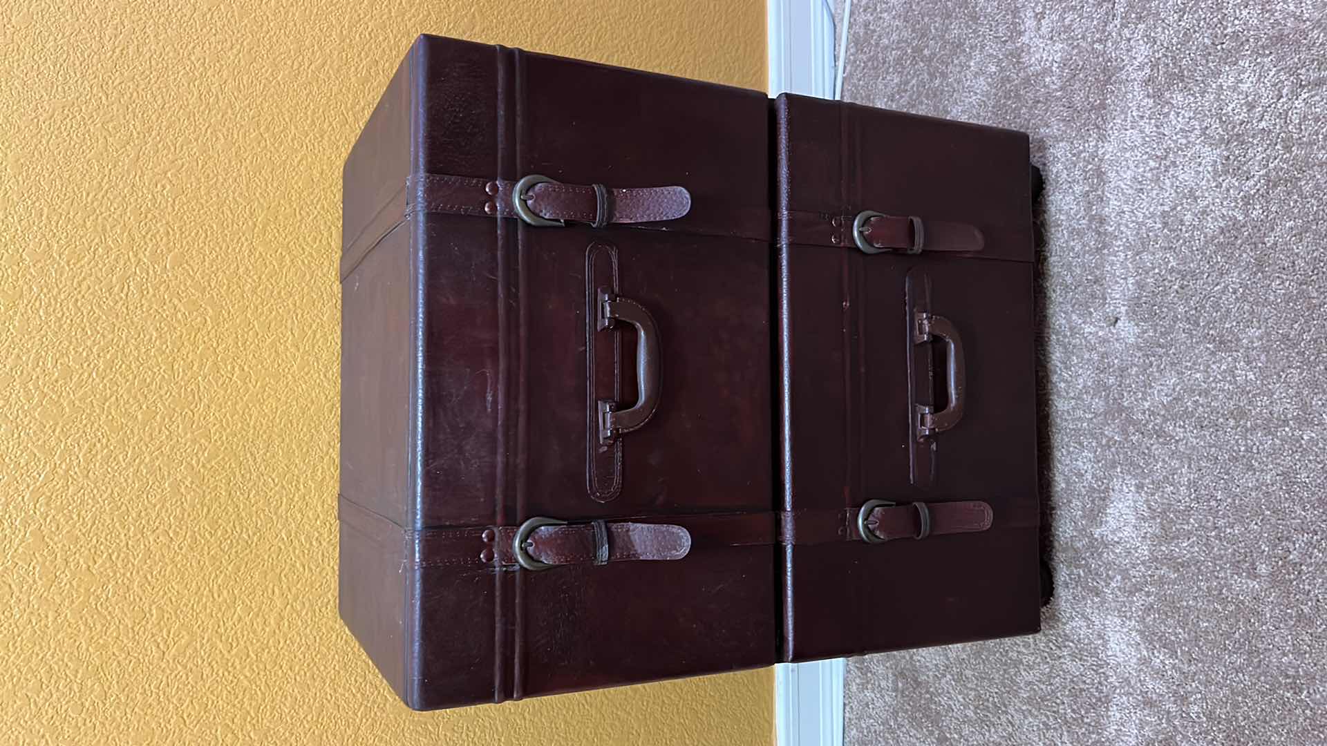 Photo 1 of 2-DRAWER FAUX LEATHER NIGHT STAND 19” X 15” H25.25”