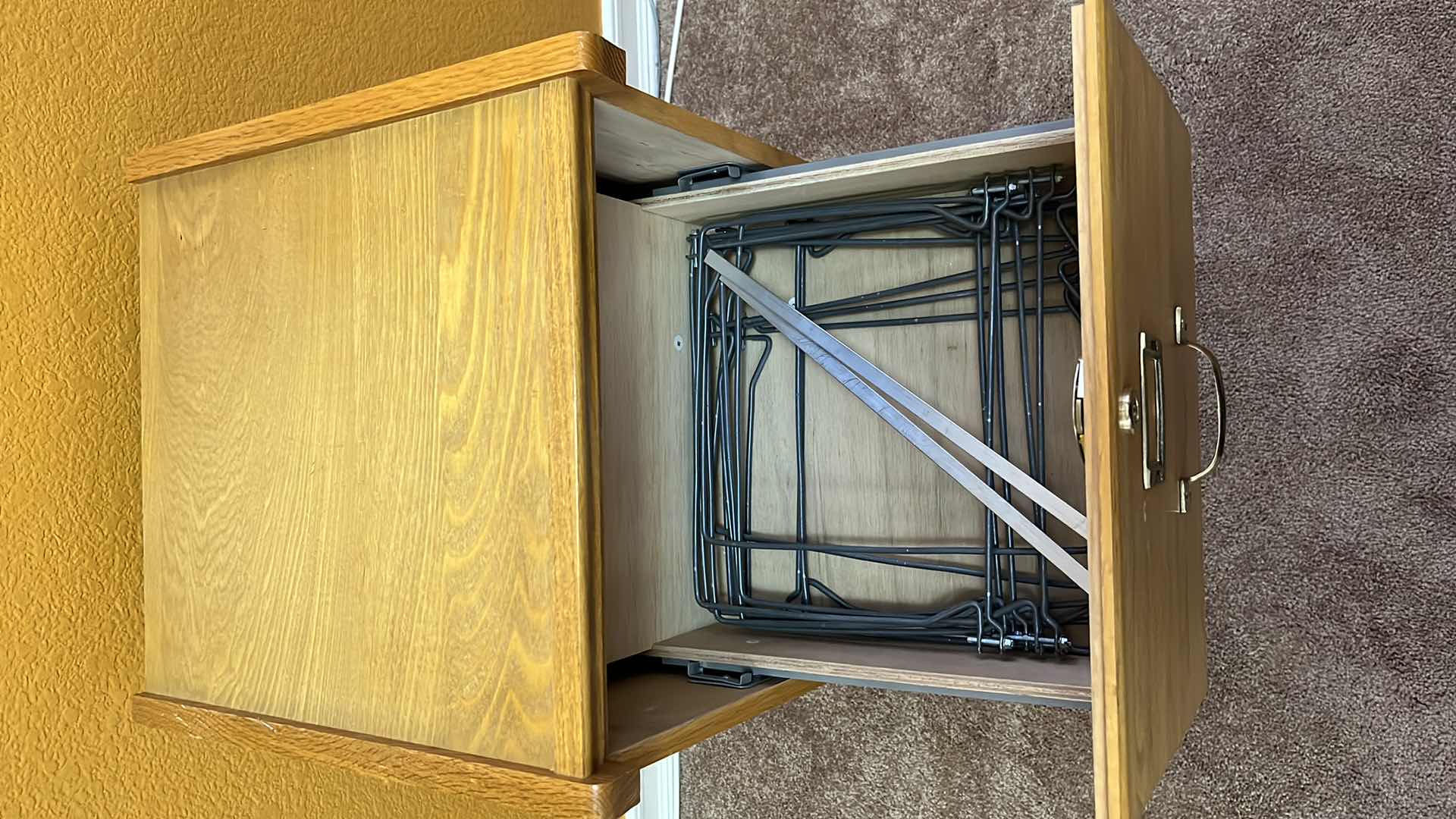 Photo 1 of 2-DRAWER WOOD FILING CABINET W HANGING FOLDER FRAMES  15.75”X 16” H28”