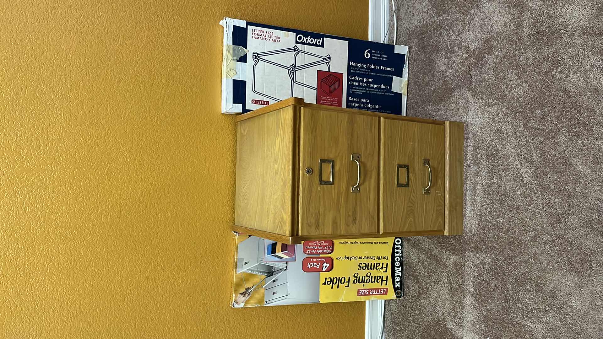 Photo 7 of 2-DRAWER WOOD FILING CABINET W HANGING FOLDER FRAMES  15.75”X 16” H28”