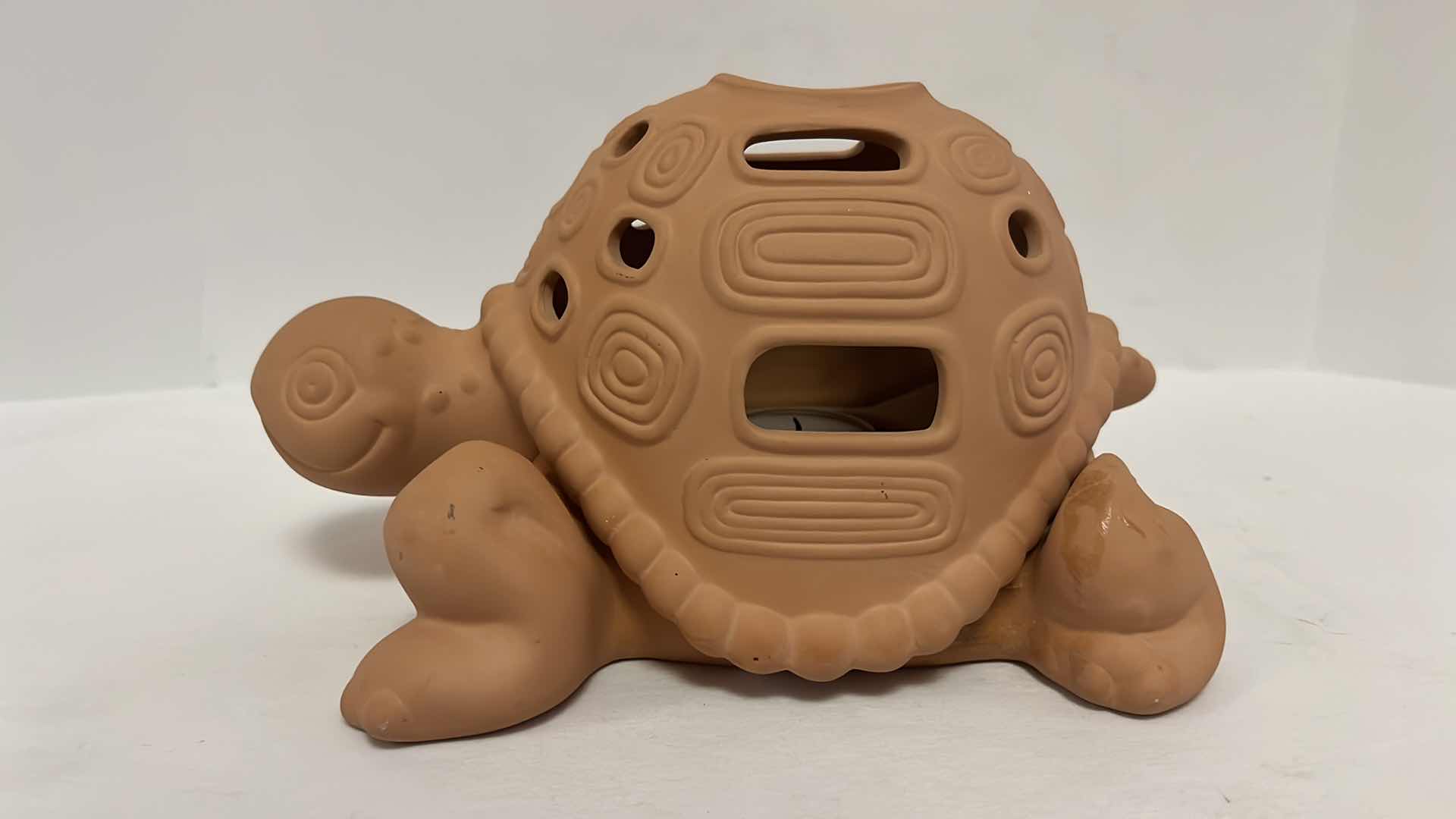 Photo 1 of PARTYLITE TERRACOTTA LARGE TORTOISE TEA LIGHT CANDLE HOLDER  6.5” X 9” H5.25”
