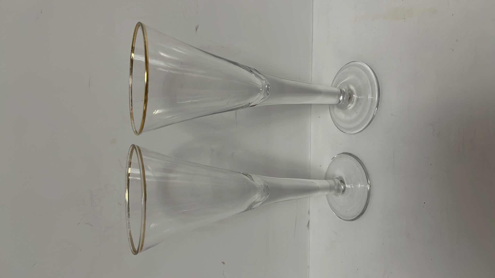 Photo 3 of CLEAR CRYSTAL BASKET CANDY DISH W GOLD ACCENTS & PAIR OF CRYSTAL CORDIAL 6” GLASSES W GOLD TRIM