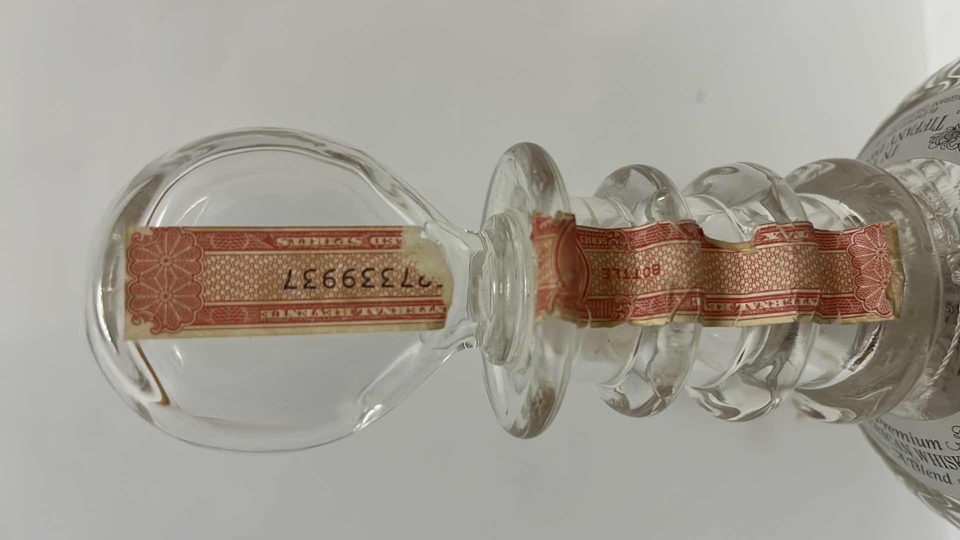 Photo 1 of TIFFANY & COMPANY SEAGRAM 1776 WHISKEY CLEAR GLASS DECANTER 4/5 QUART