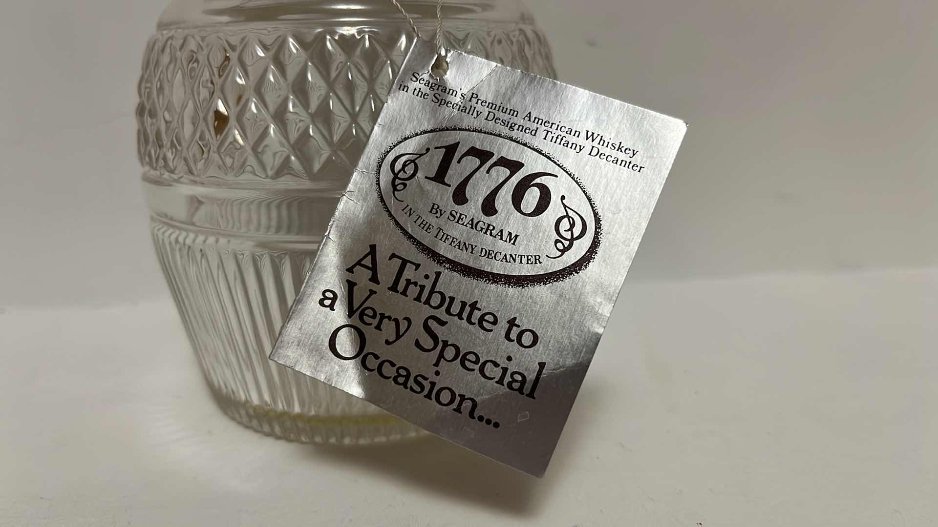 Photo 1 of TIFFANY & COMPANY SEAGRAM 1776 WHISKEY CLEAR GLASS DECANTER 4/5 QUART